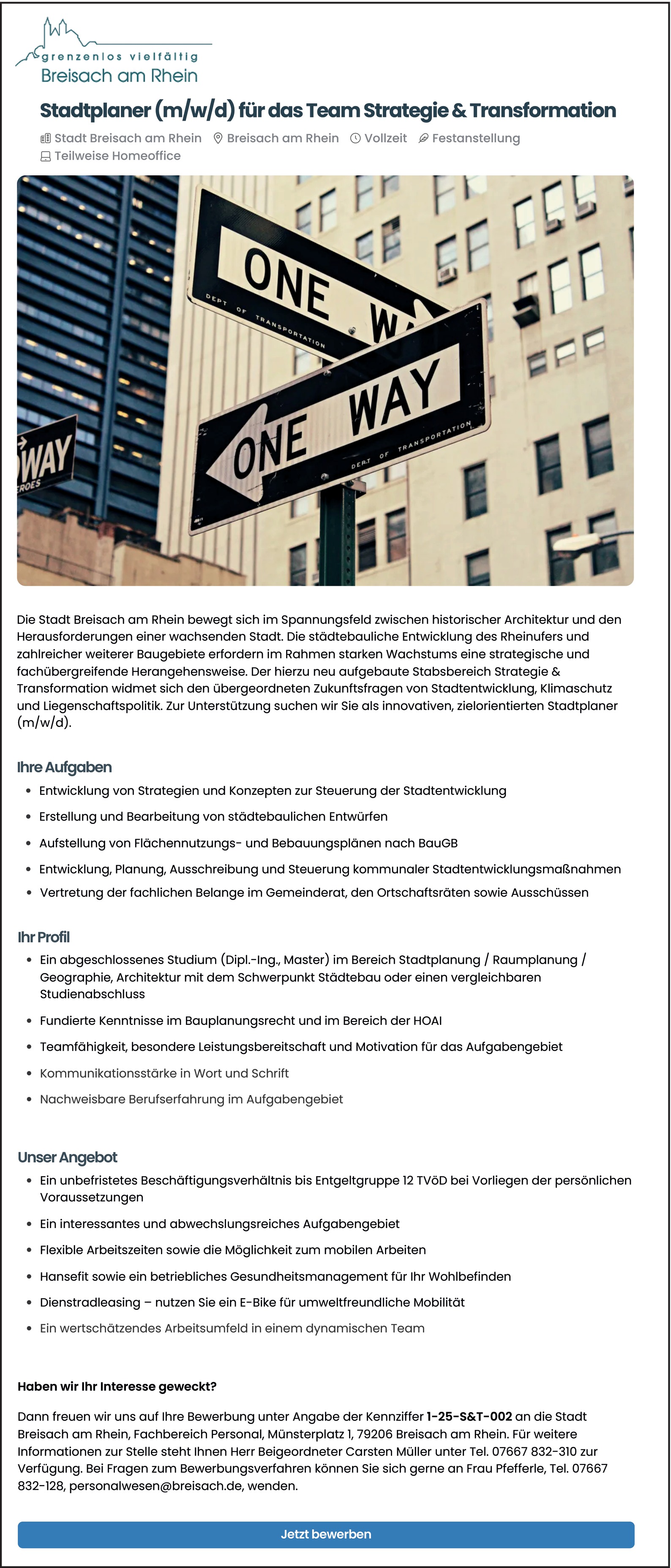 Stadtplaner m/w/d für das Team Strategie & Transformation