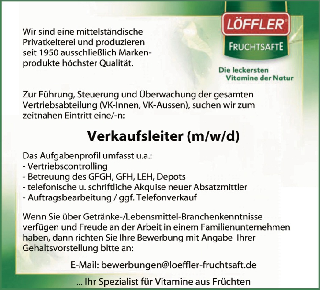 Verkaufsleiter m/w/d