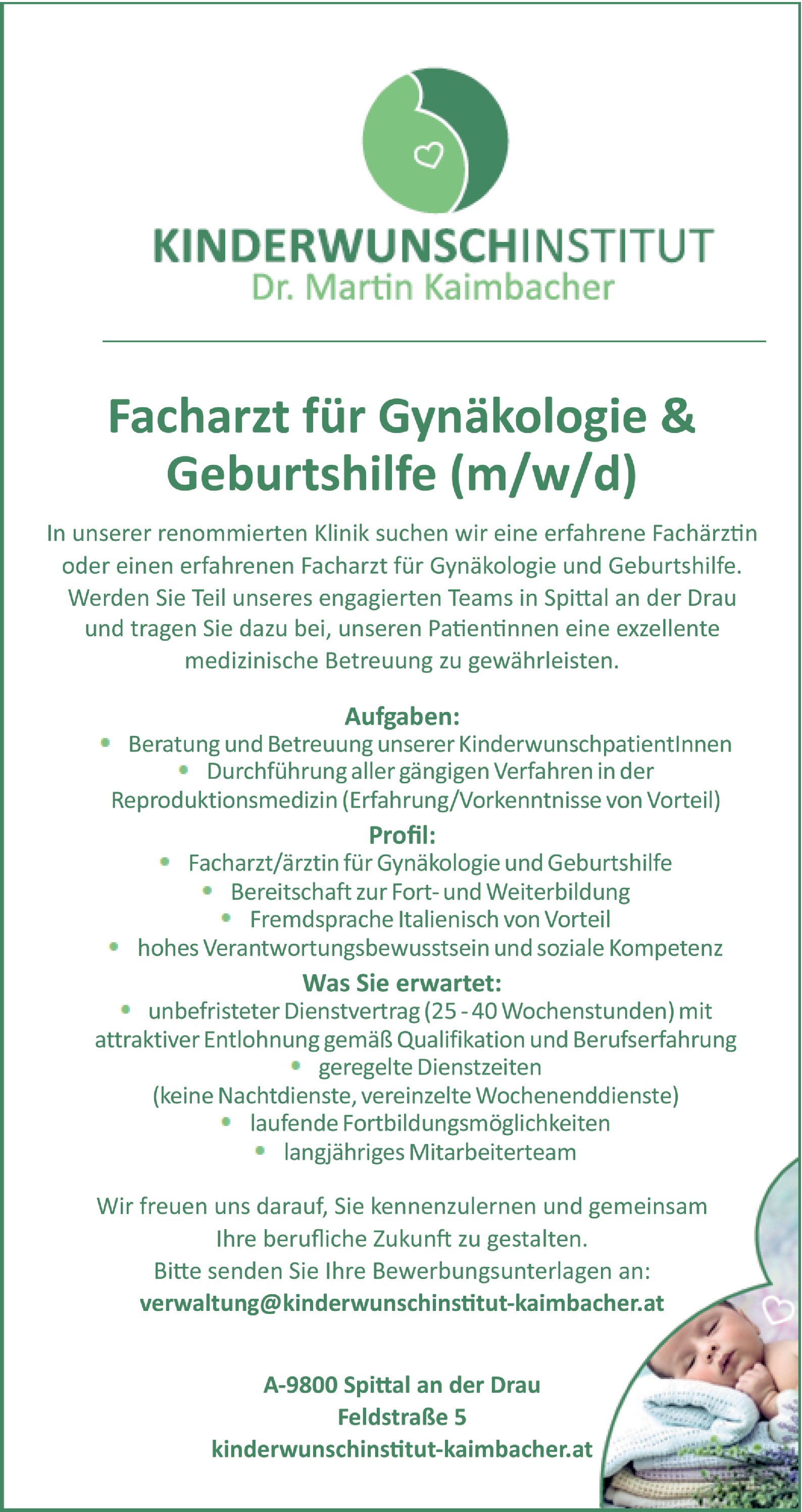 Facharzt / Fachärztin für Gynäkologie & Geburtshilfe