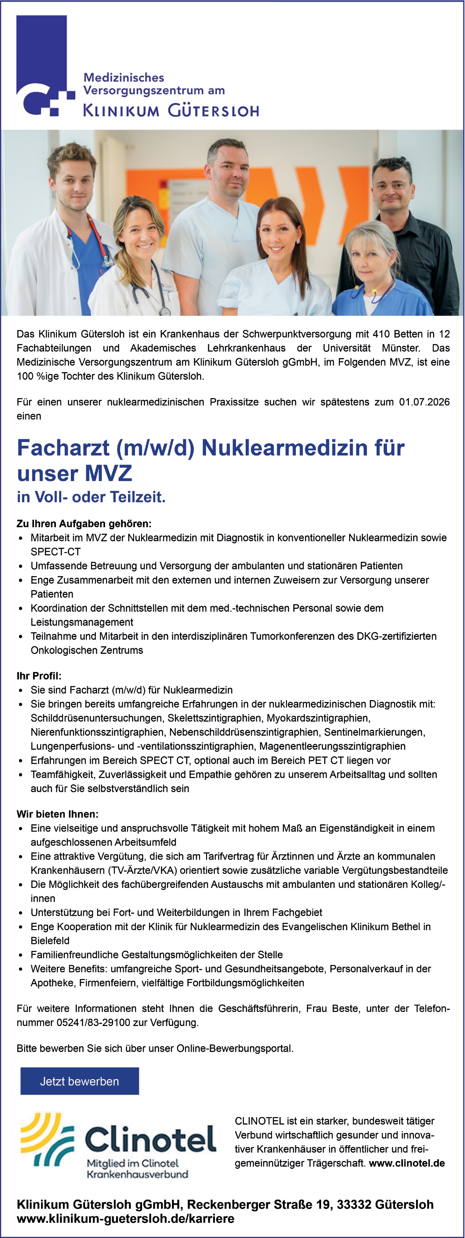 Facharzt m/w/d Nuklearmedizin