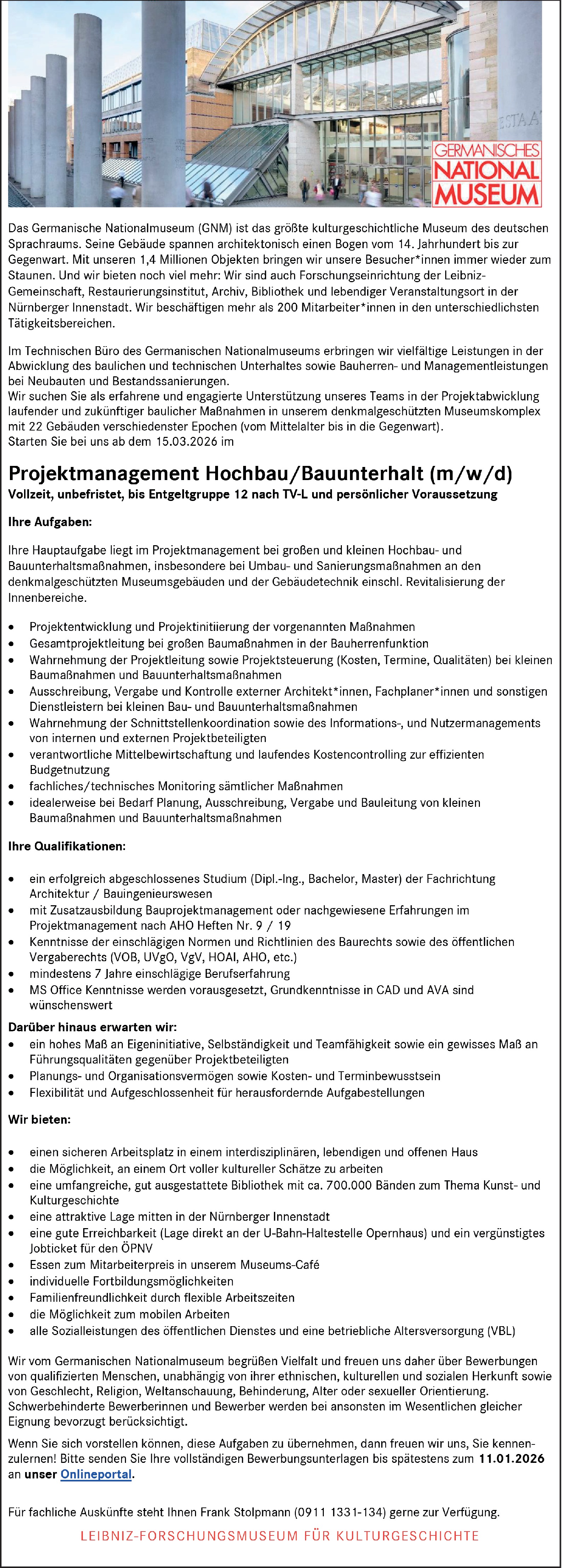 Projektmanager/in Hochbau öffentlicher Dienst