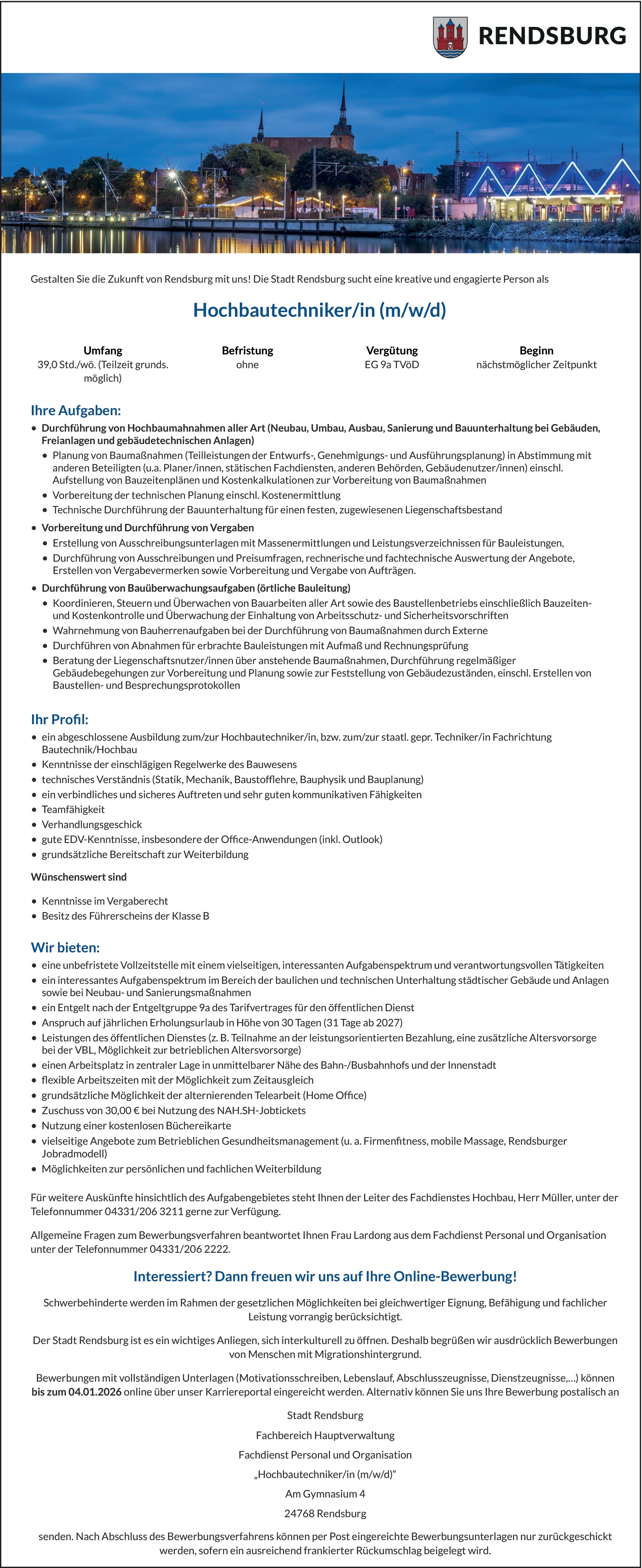 Hochbautechniker/in m/w/d