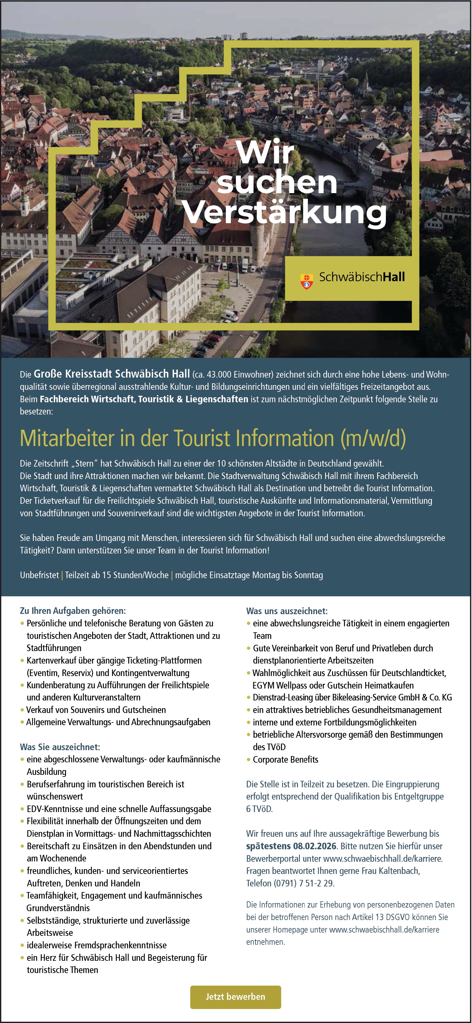Touristikkauffrau / Vewaltungsangestellte in der Tourist Information (m/w/d)