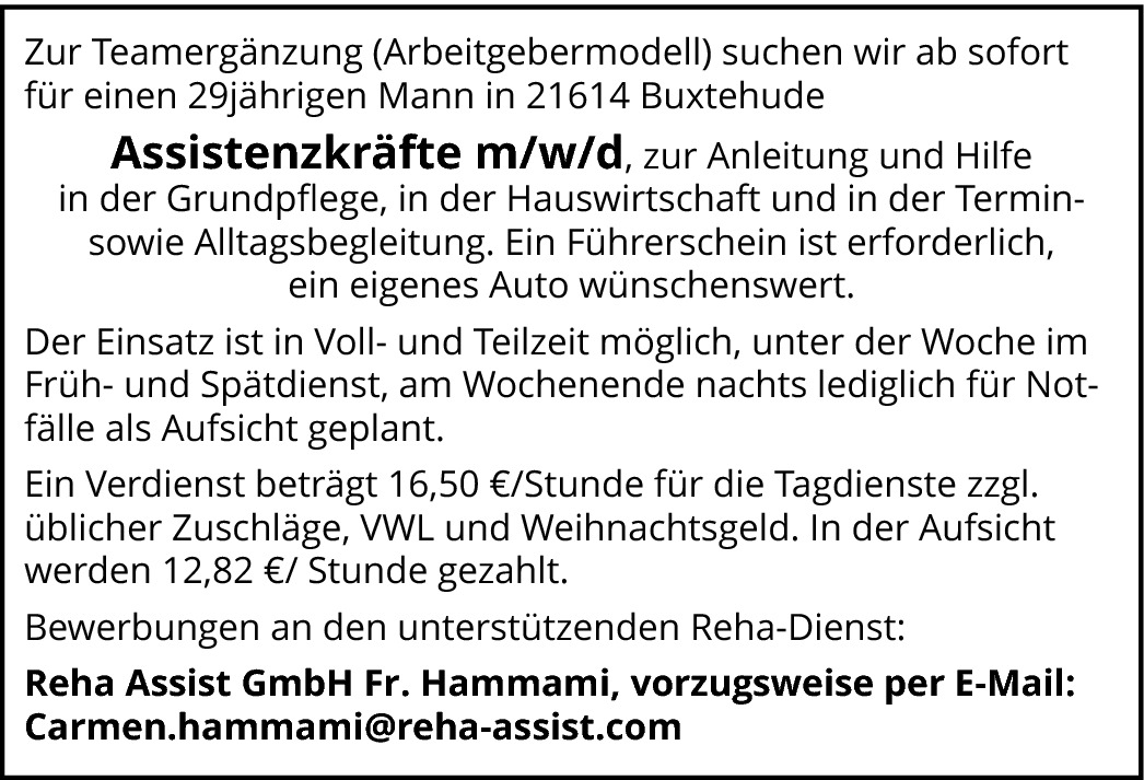 Assistenzkräfte m/w/d in der Grundpflege und Alltagsbegleitung