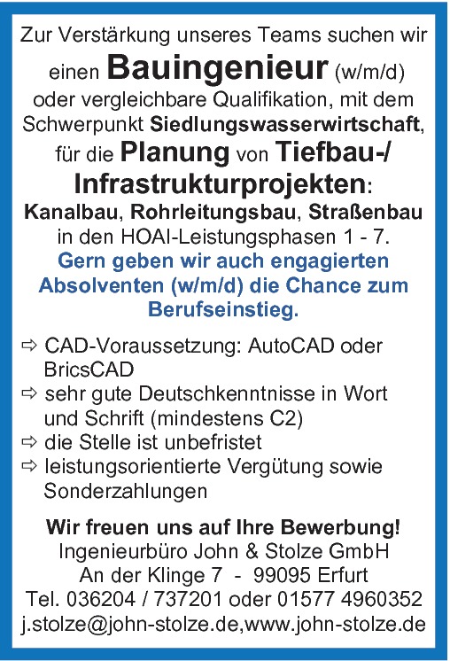 Bauingenieur (w/m/d)