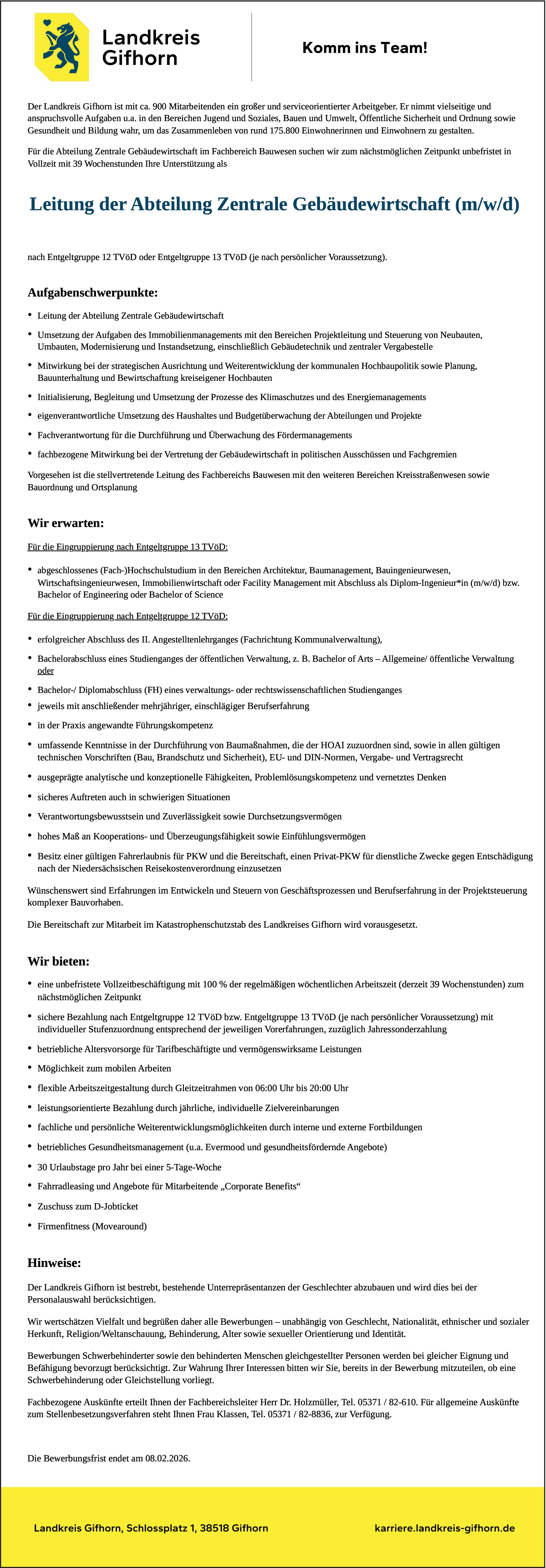 Leitung der Abteilung Zentrale Gebäudewirtschaft m/w/d