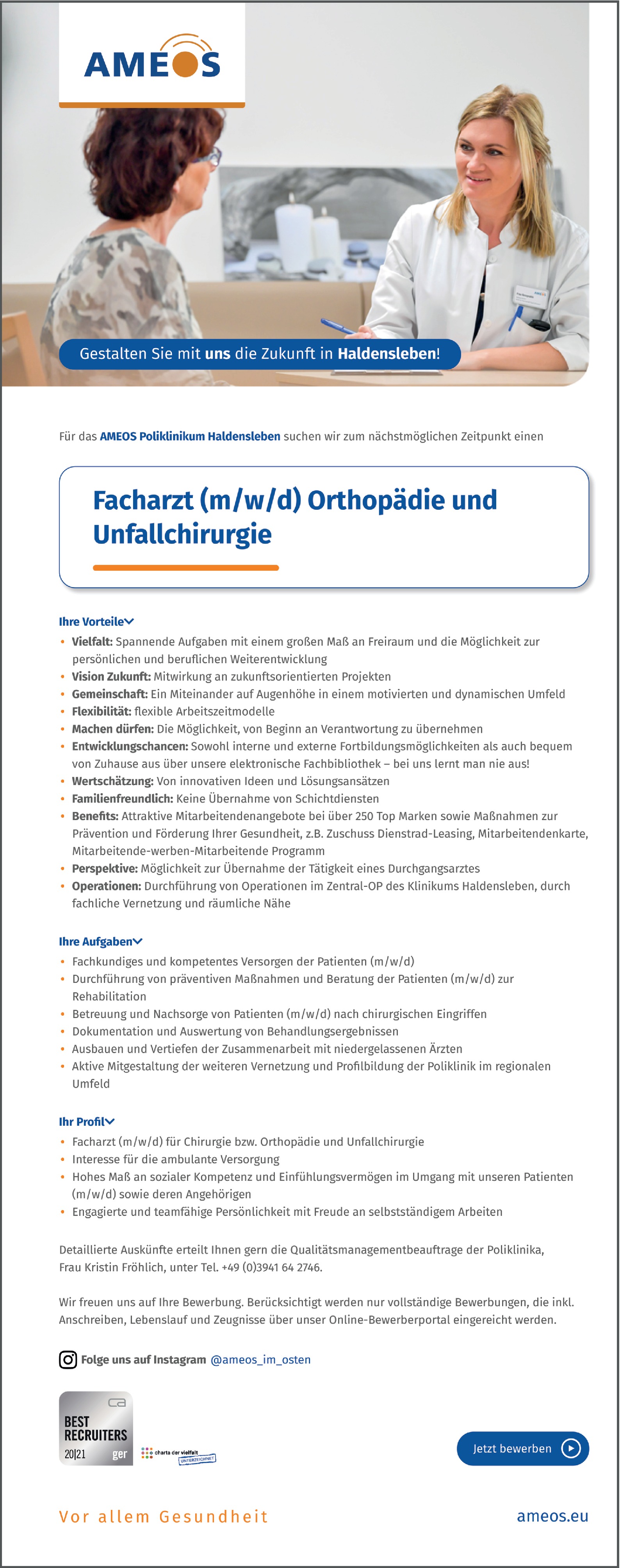 Facharzt / Fachärztin Orthopädie und Unfallchirurgie
