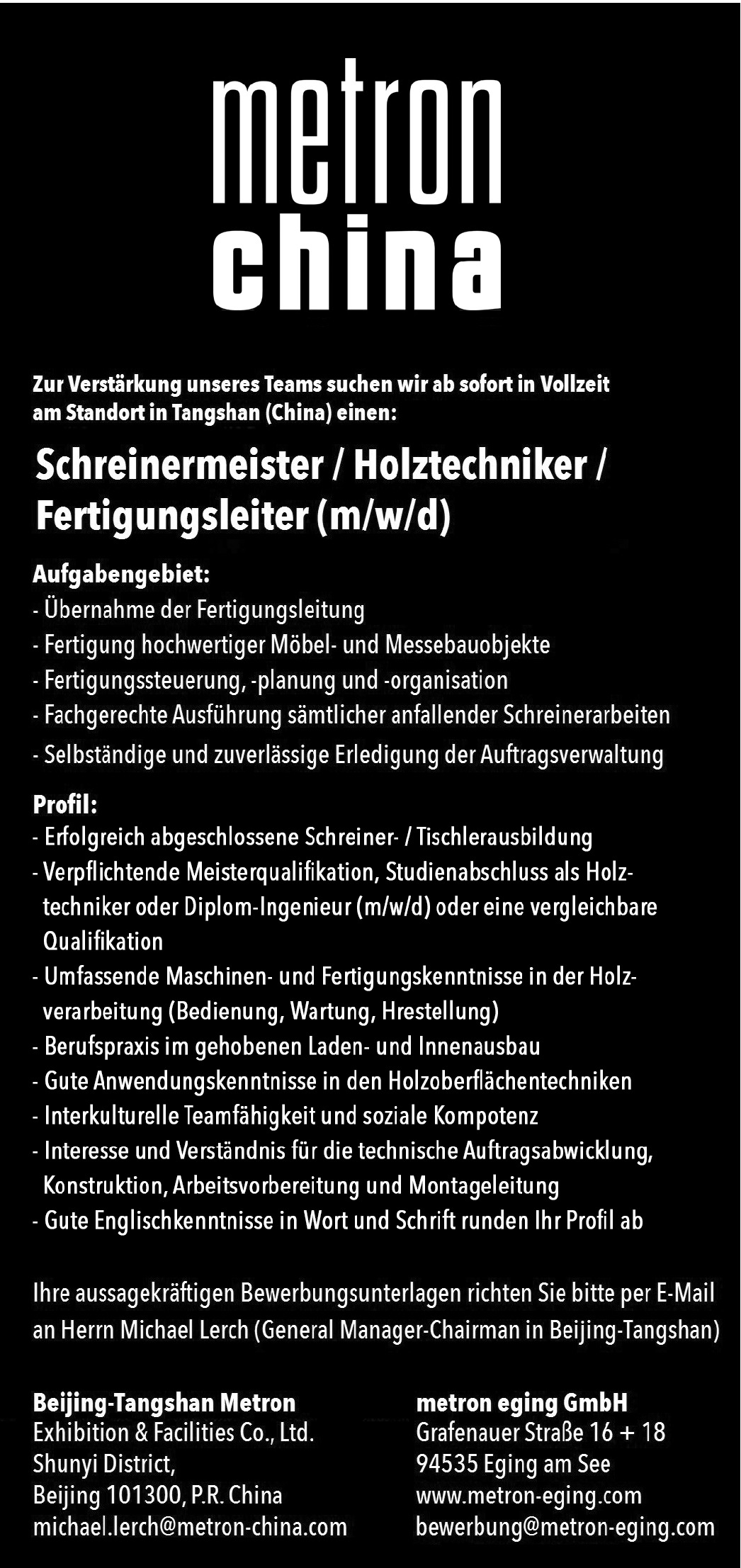 Schreinermeister (m/w/d)
