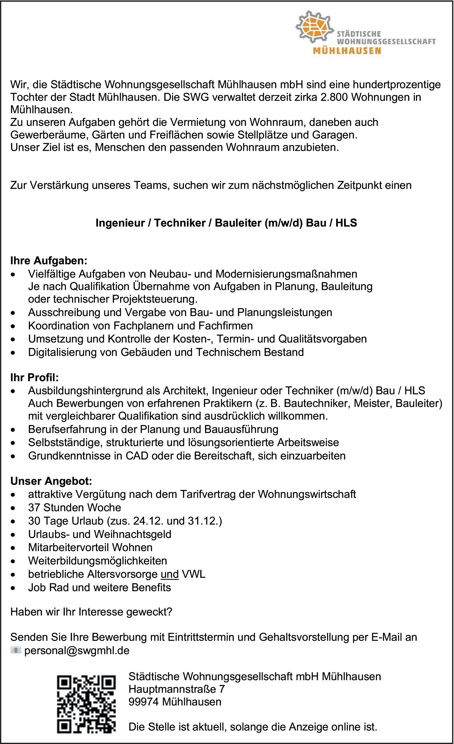 Ingenieur / Techniker / Bauleiter m/w/d