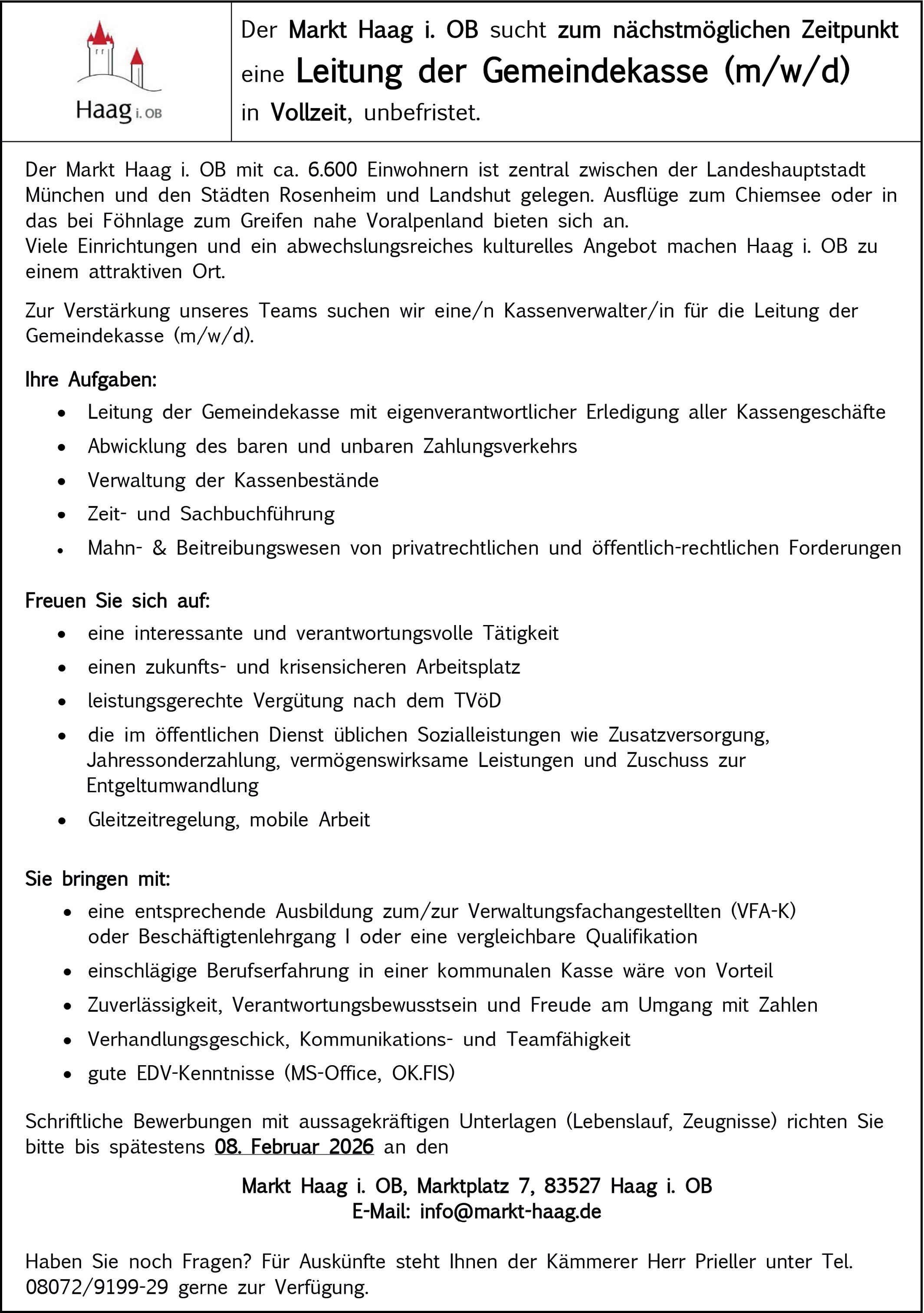 Leitung Gemeindekasse m/w/d
