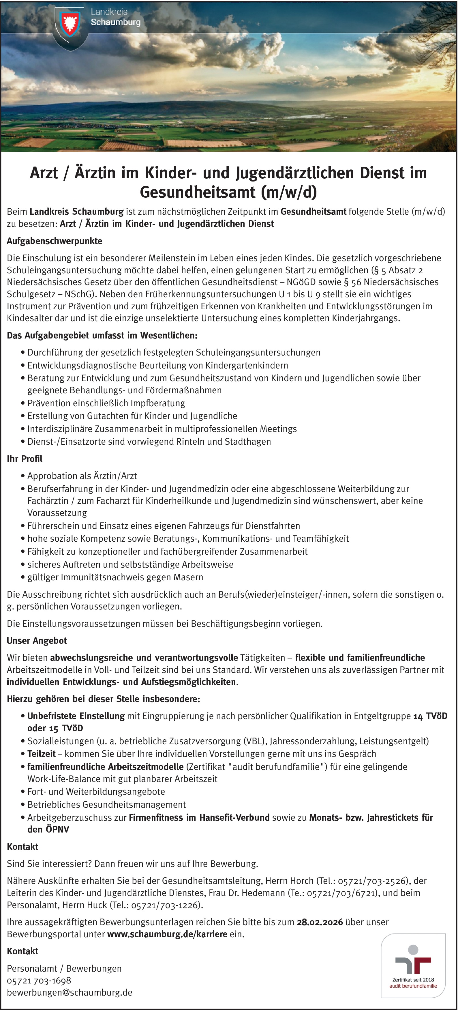 Fachärztin / Facharzt für Kinderheilkunde und Jugendmedizin m/w/d