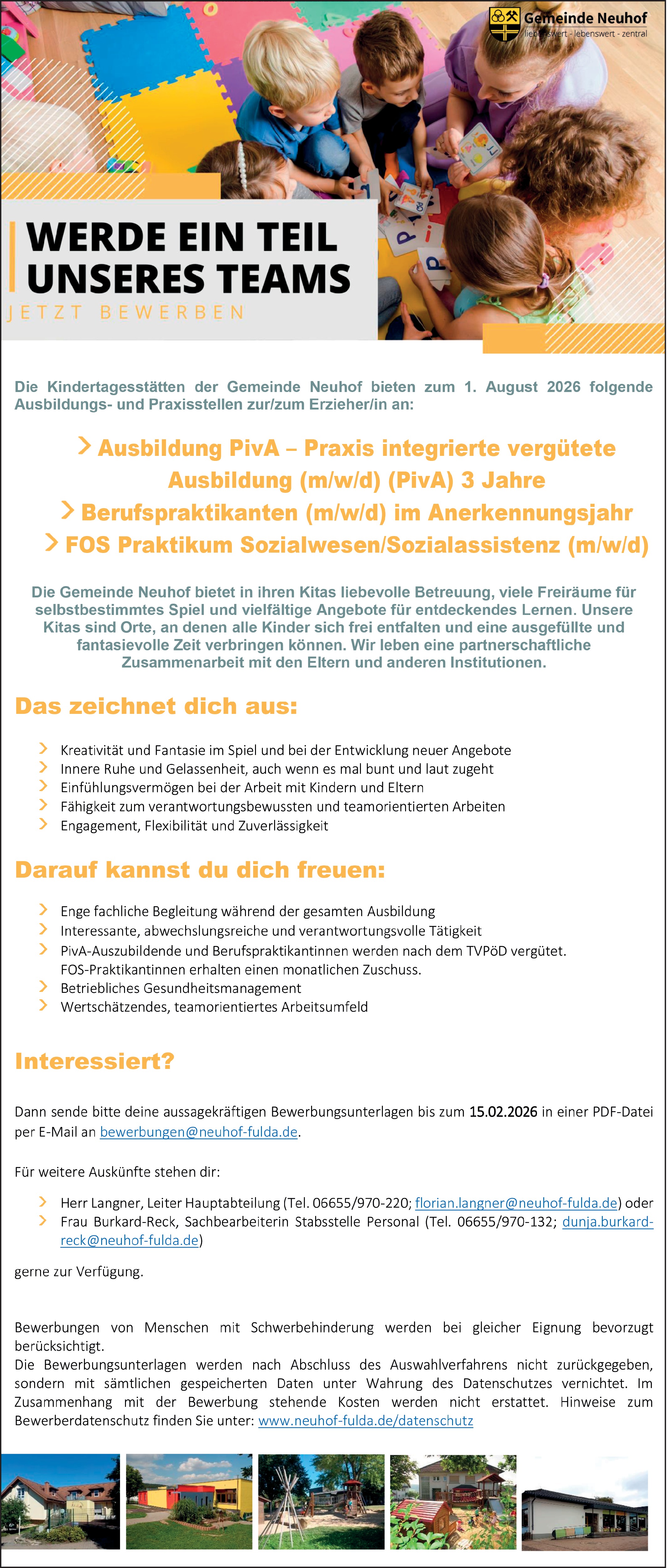 Erzieher - Praxis integrierte Ausbildung (m/w/d)