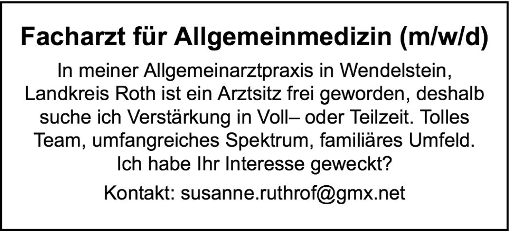 Facharzt / Fachärztin für Allgemeinmedizin