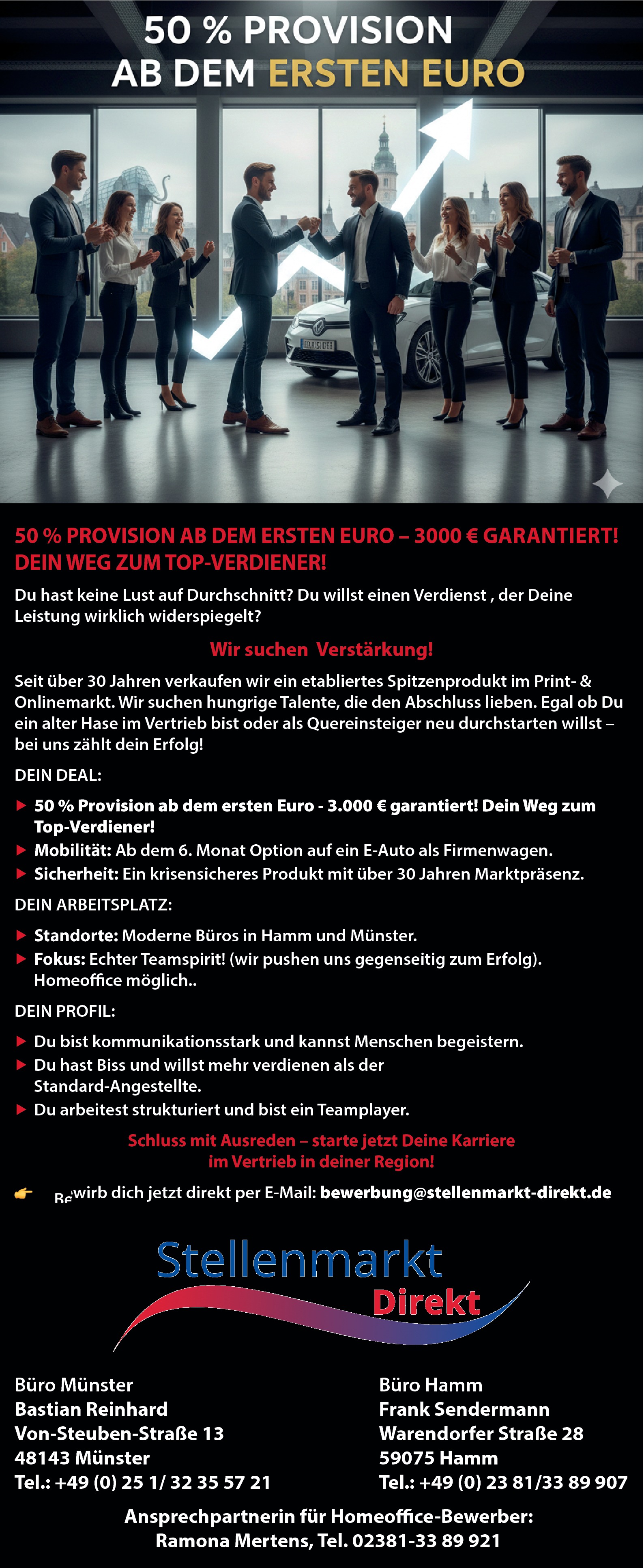 Vertriebsmitarbeiter – 3.000 € garantiert ➞ 50 % Provision (m/w/d)