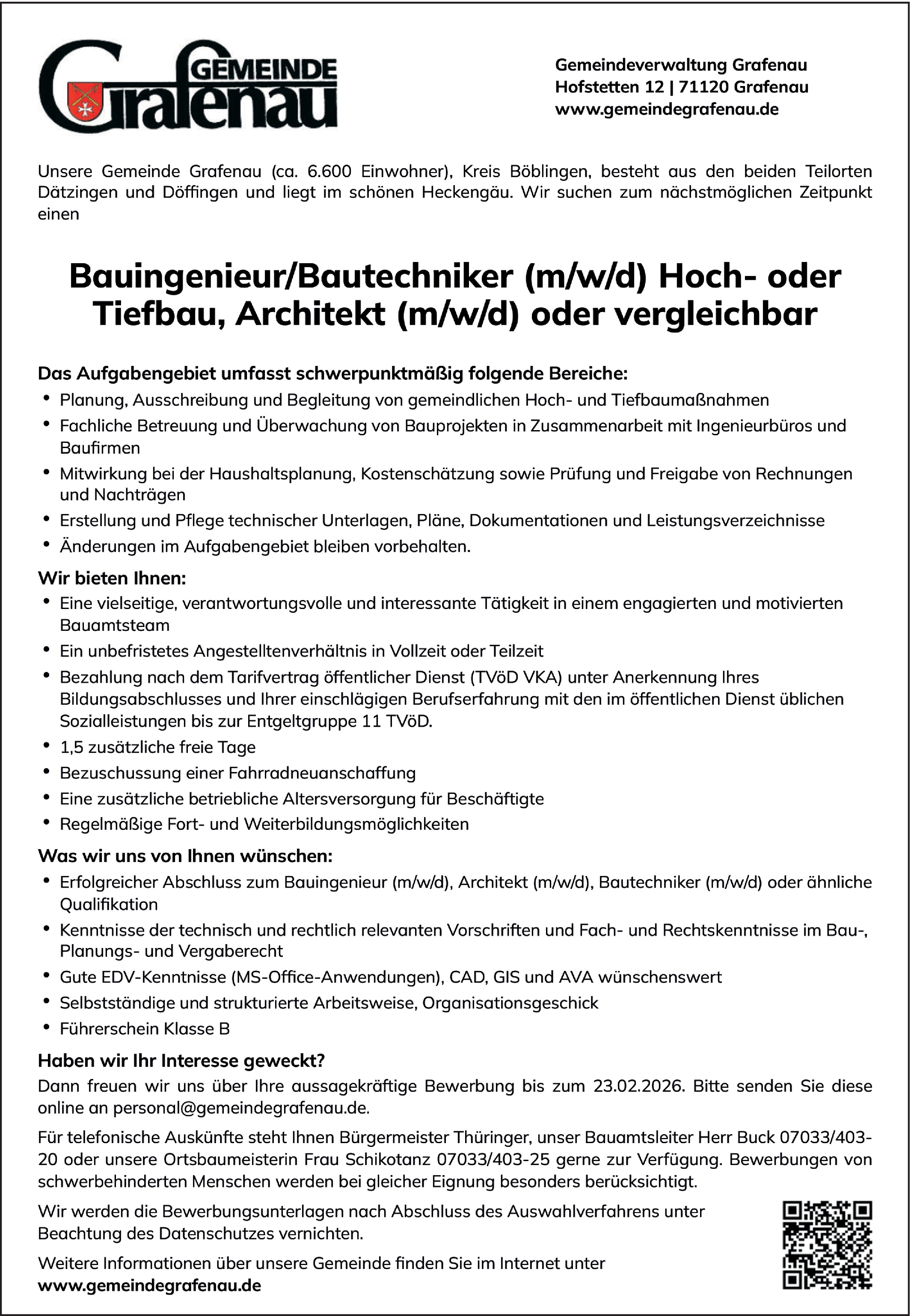 Bautechniker Hochbau m/w/d