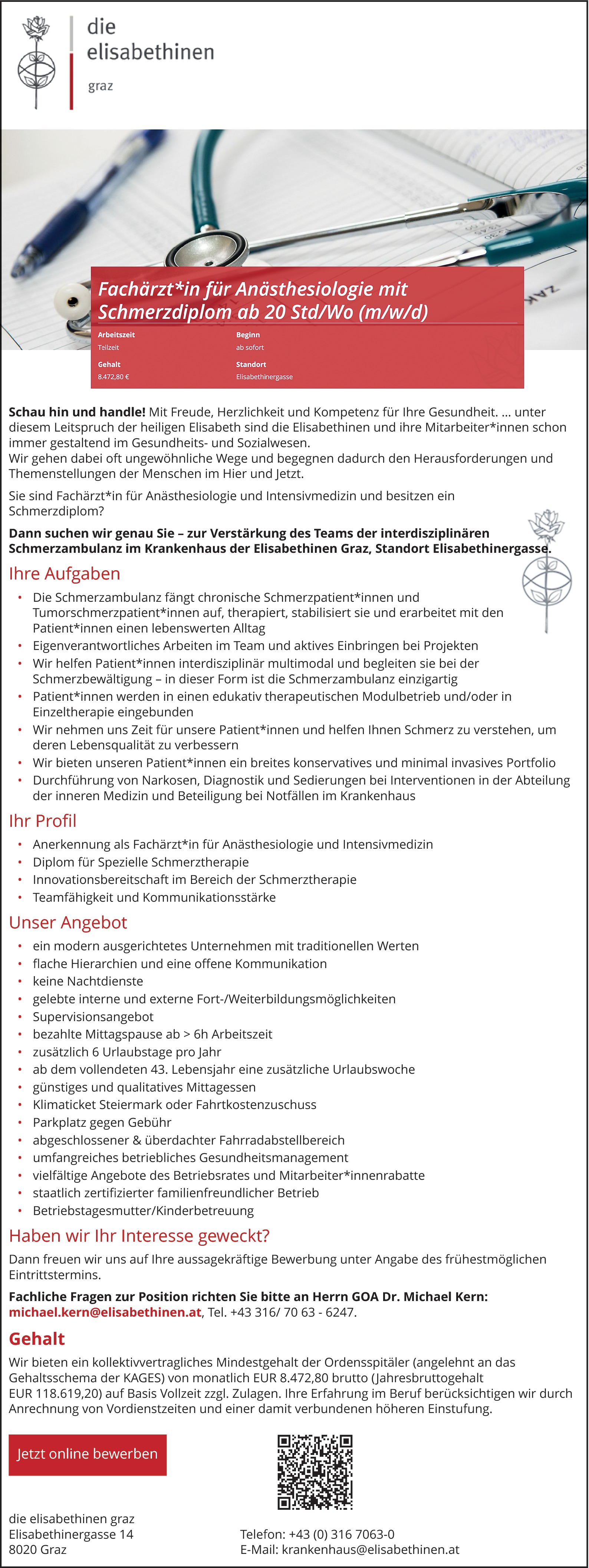 Facharzt Anästhesiologie (w/m/d)