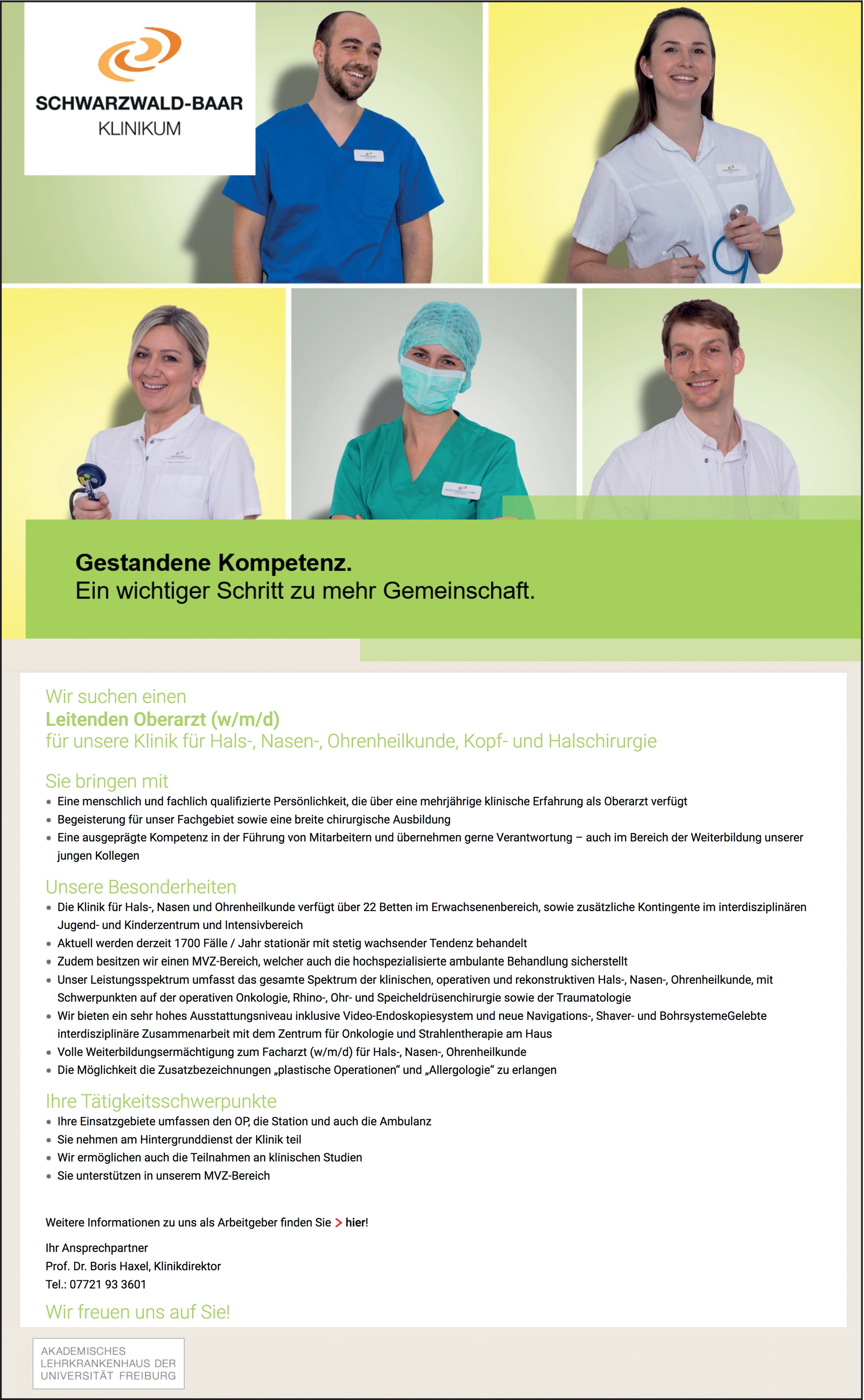 Leitender Oberarzt / Leitende Oberärztin Hals-, Nasen-, Ohrenheilkunde