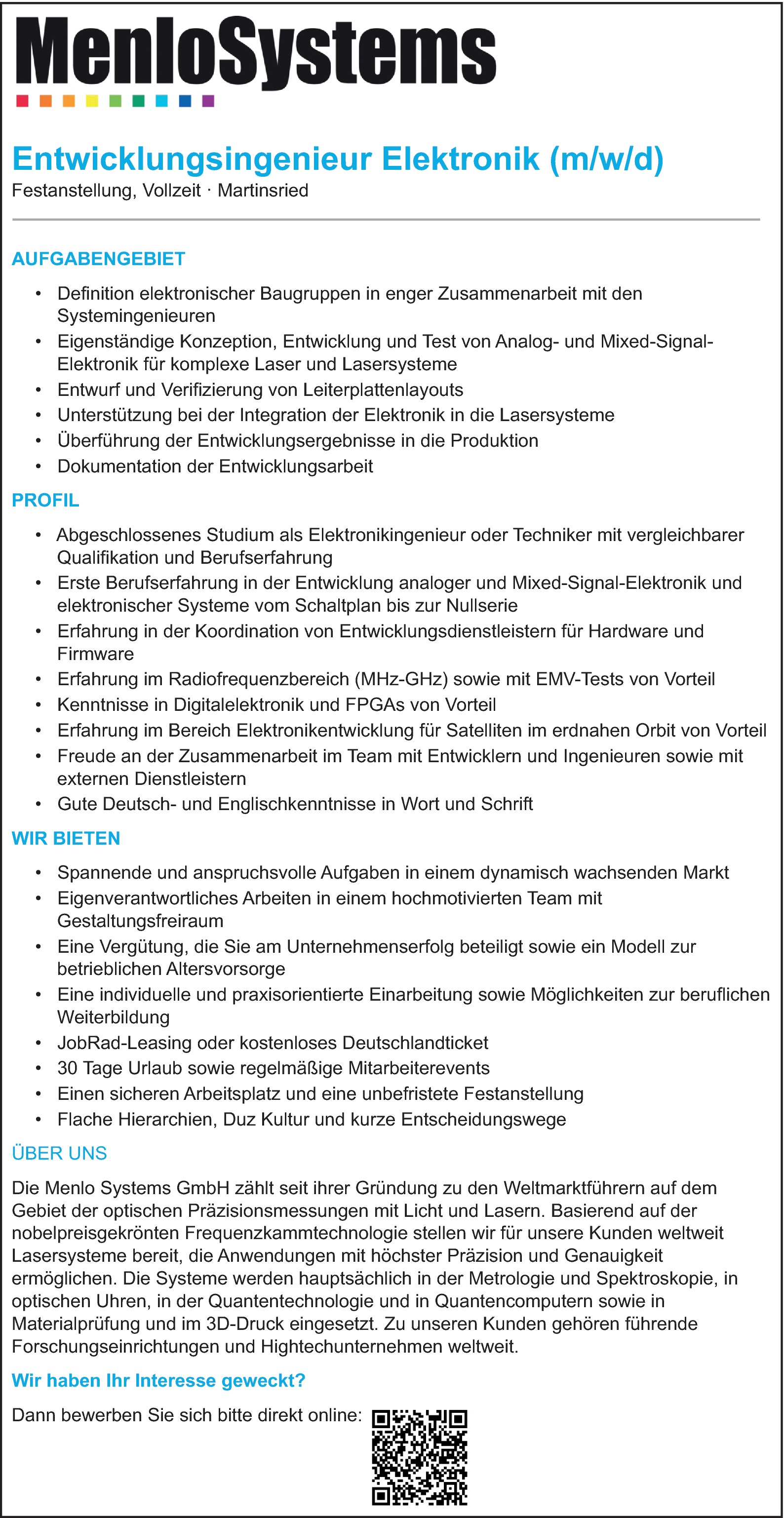 Entwicklungsingenieur Elektronik (m/w/d) 