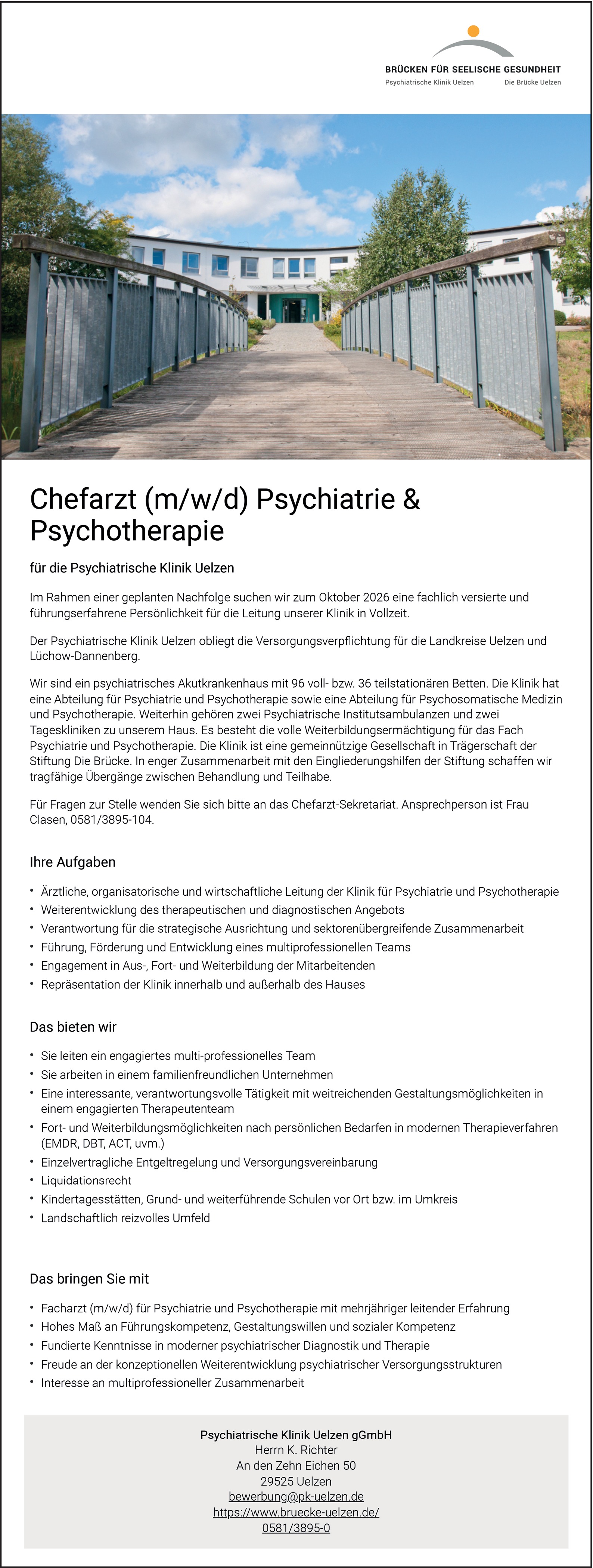 Chefarzt (m/w/d) Psychiatrie & Psychotherapie