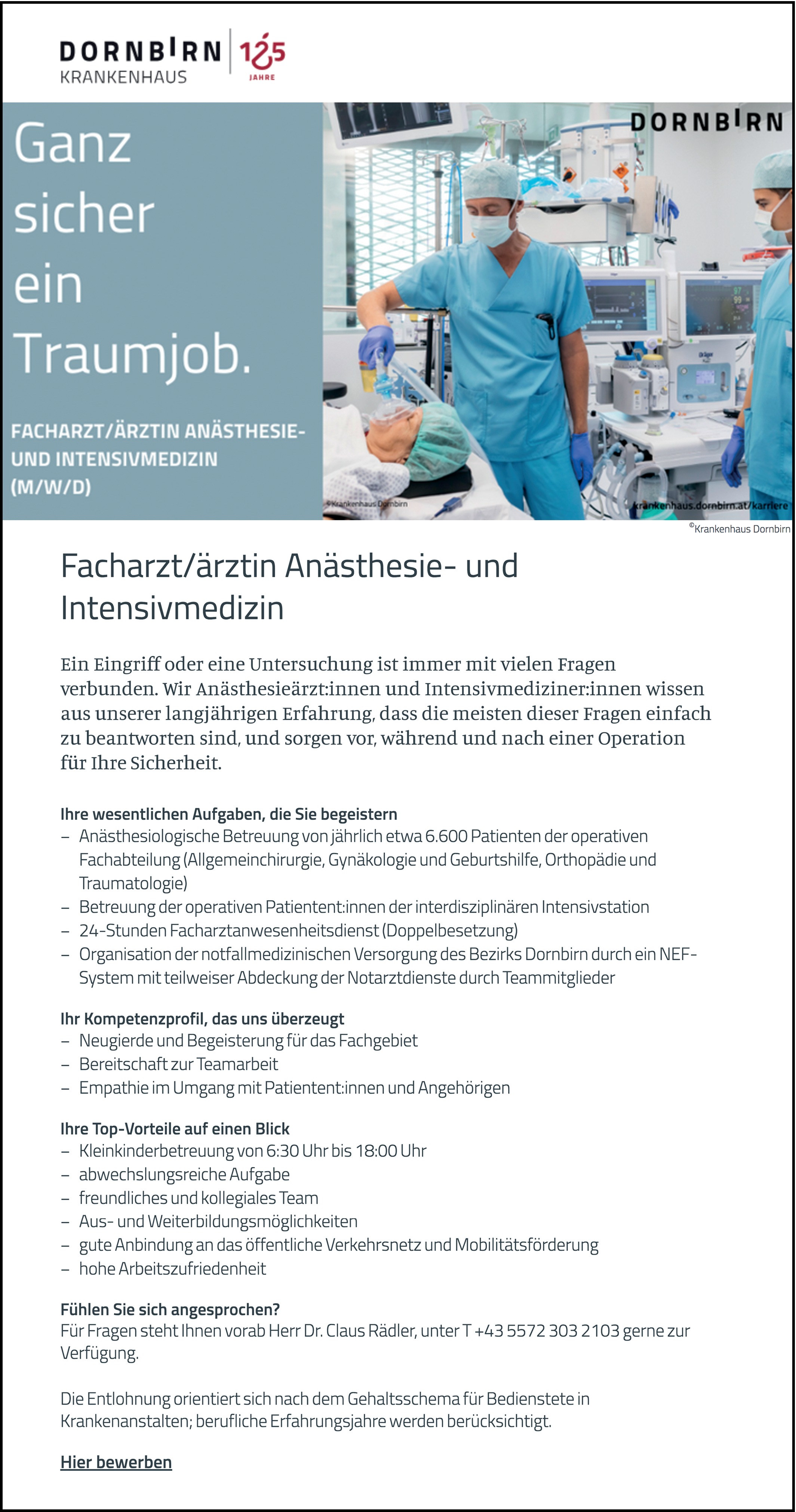 Facharzt / Fachärztin Anästhesie- und Intensivmedizin 