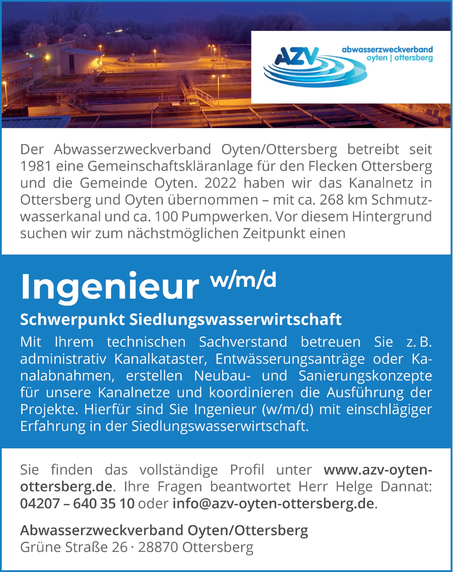  Ingenieur / Ingenieurin Siedlungswasserwirtschaft 