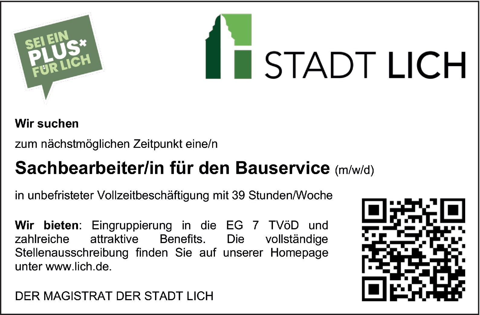  Sachbearbeiter/in für den Bauservice (m/w/d)