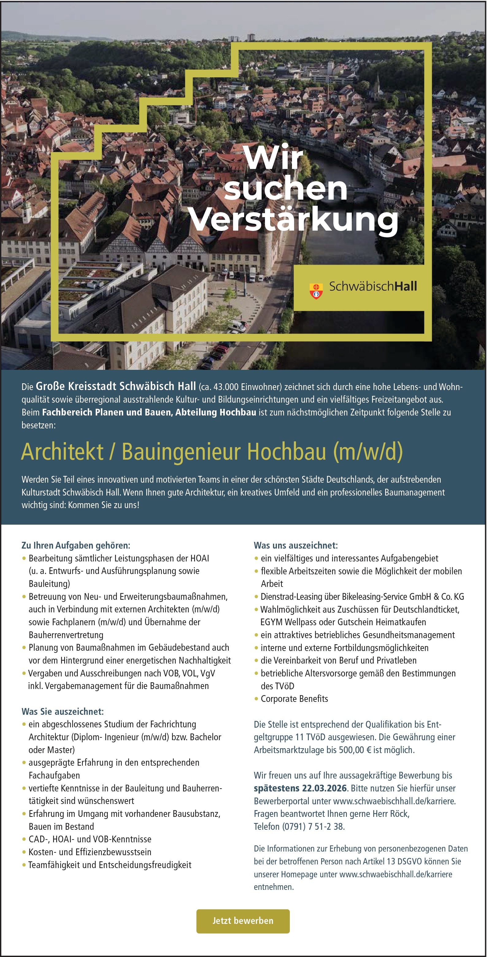Architekt / Bauingenieur Hochbau (m/w/d)