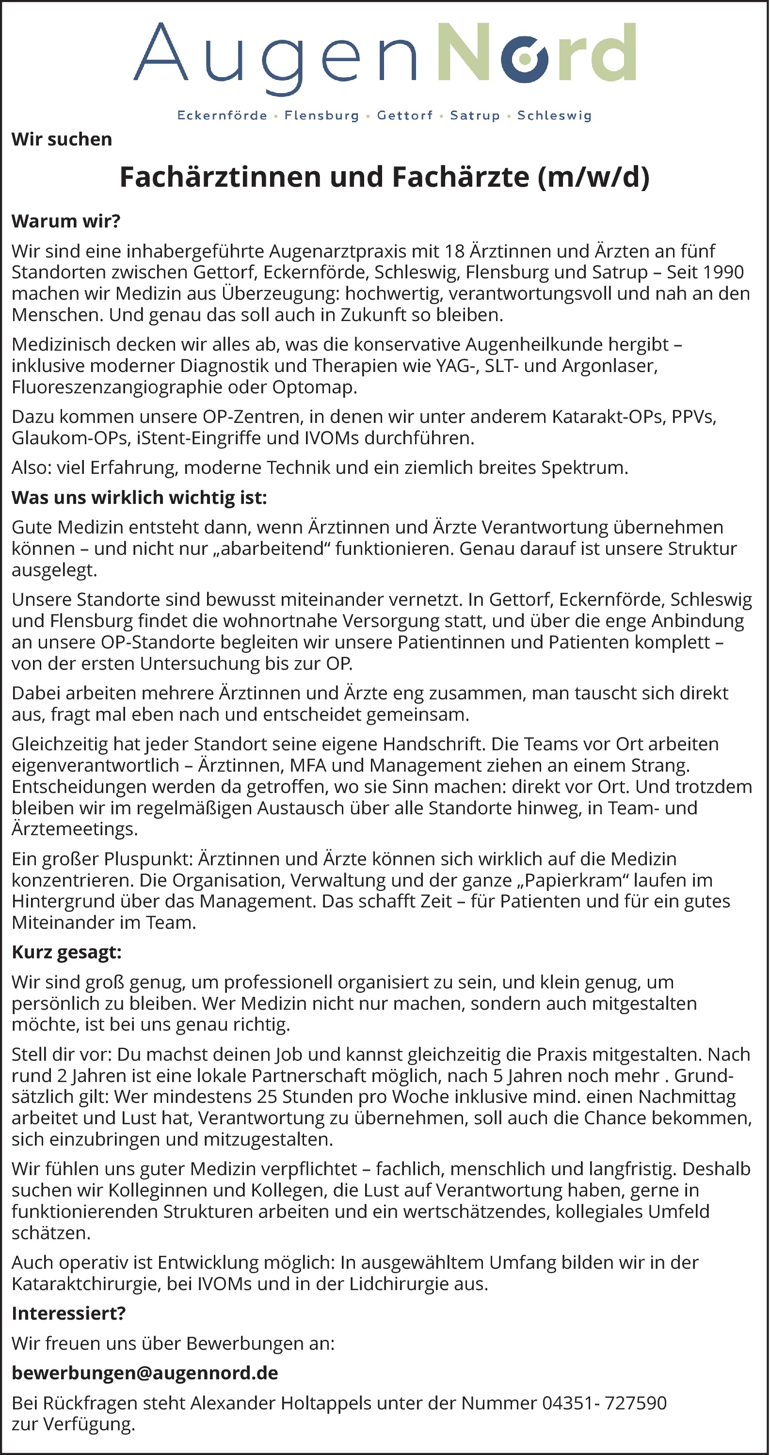 Fachärztinnen und Fachärzte (m/w/d)