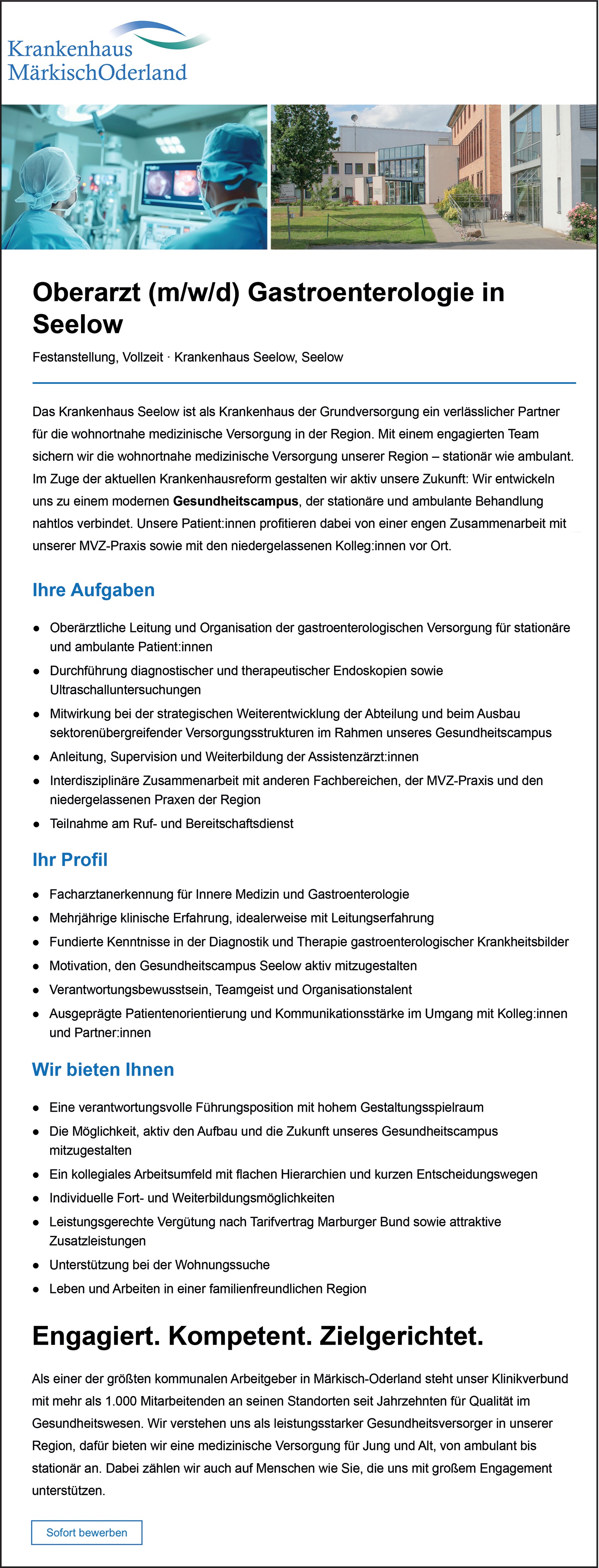 Oberarzt (m/w/d) Gastroenterologie in Seelow