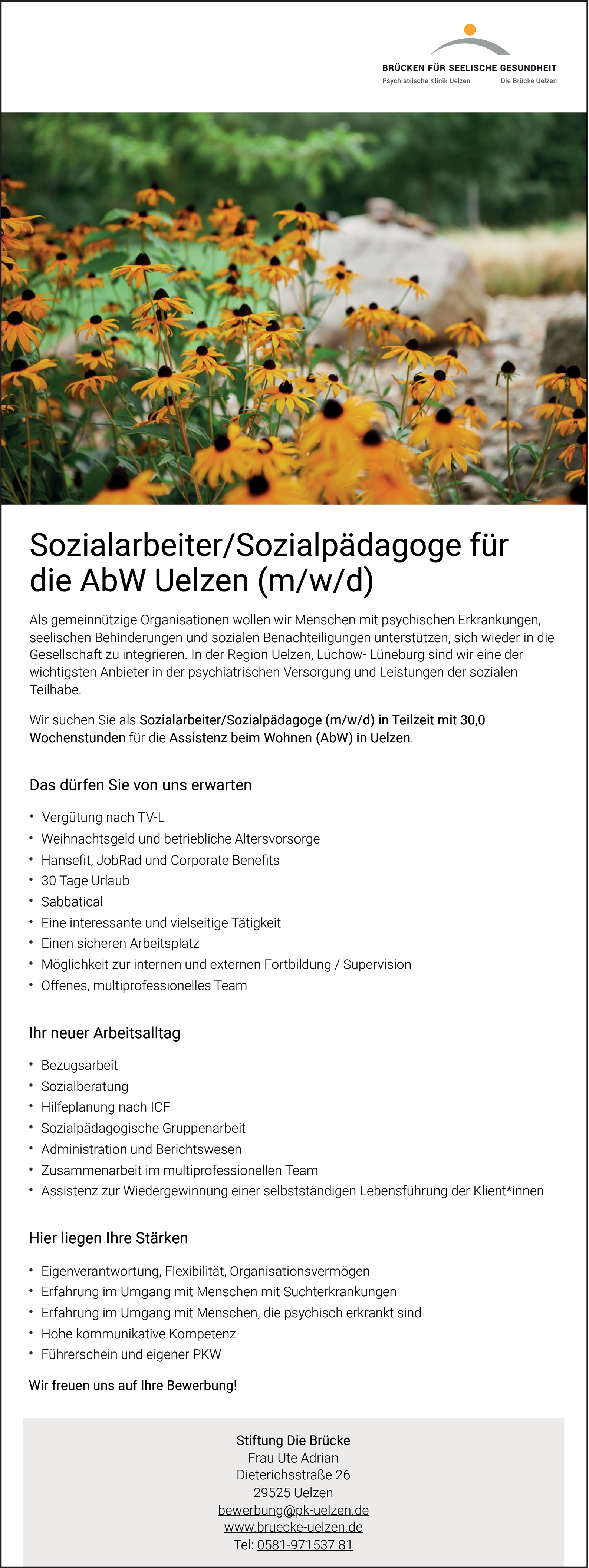 Sozialarbeiter/Sozialpädagoge für die AbW Uelzen (m/w/d)