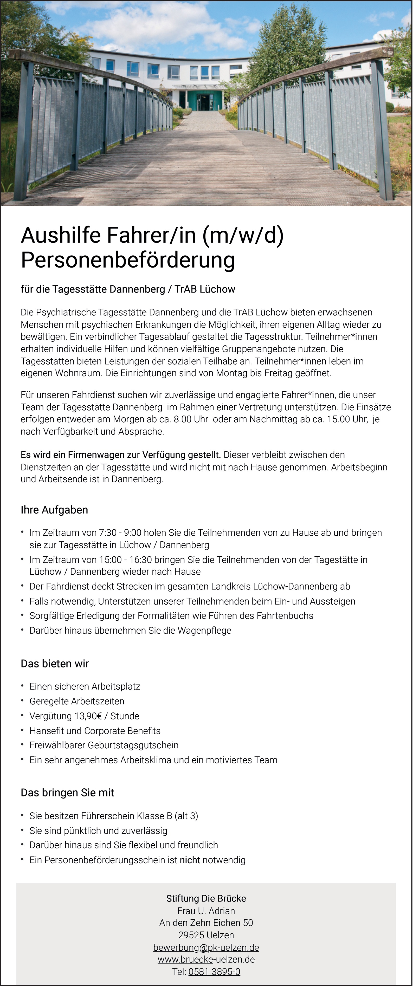 Aushilfe Fahrer/in (m/w/d) Personenbeförderung