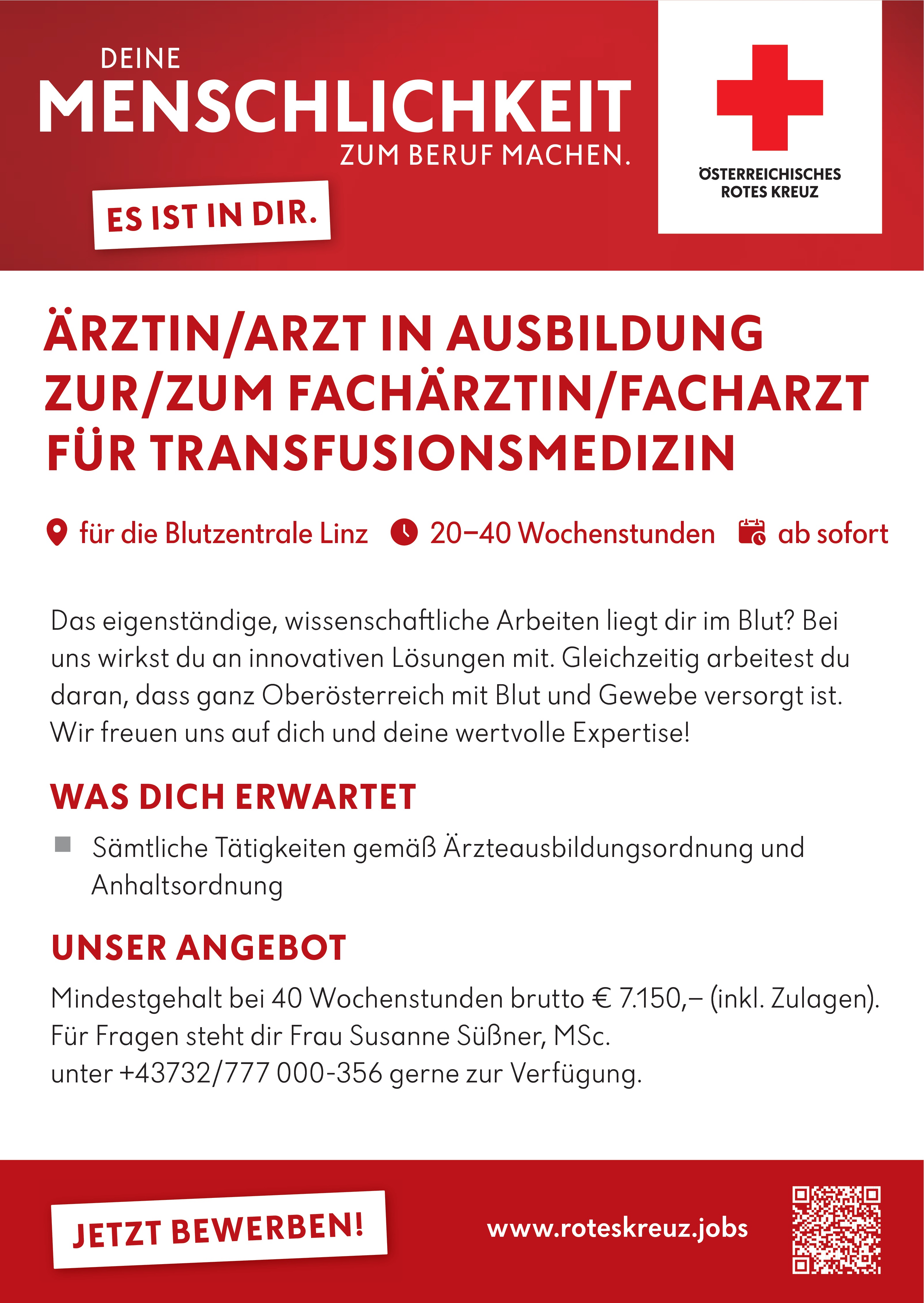 Ärztin / Arzt in Ausbildung zur Fachärztin / Facharzt für Transfusionsmedizin