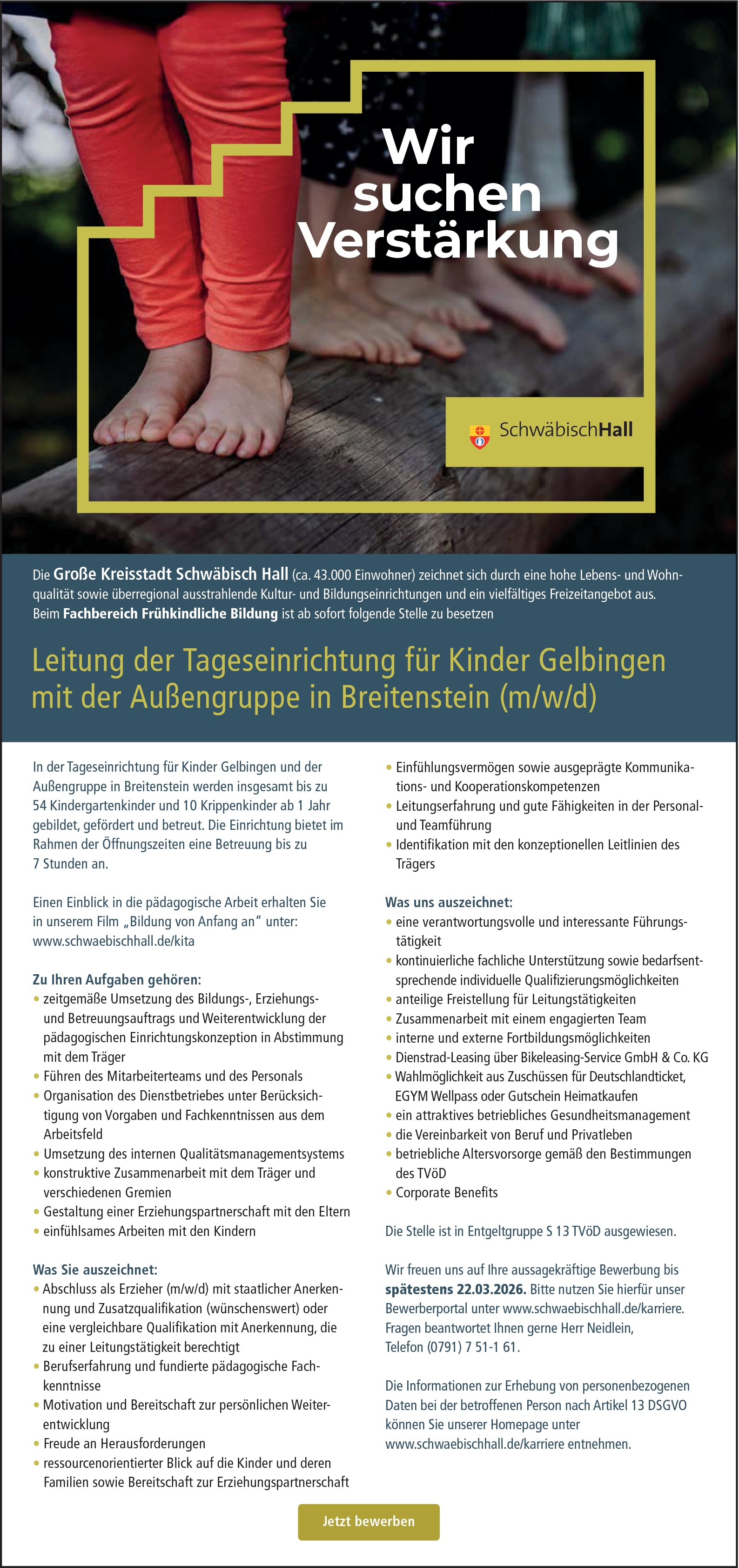 Erzieher / Kindergartenleitung (m/w/d)