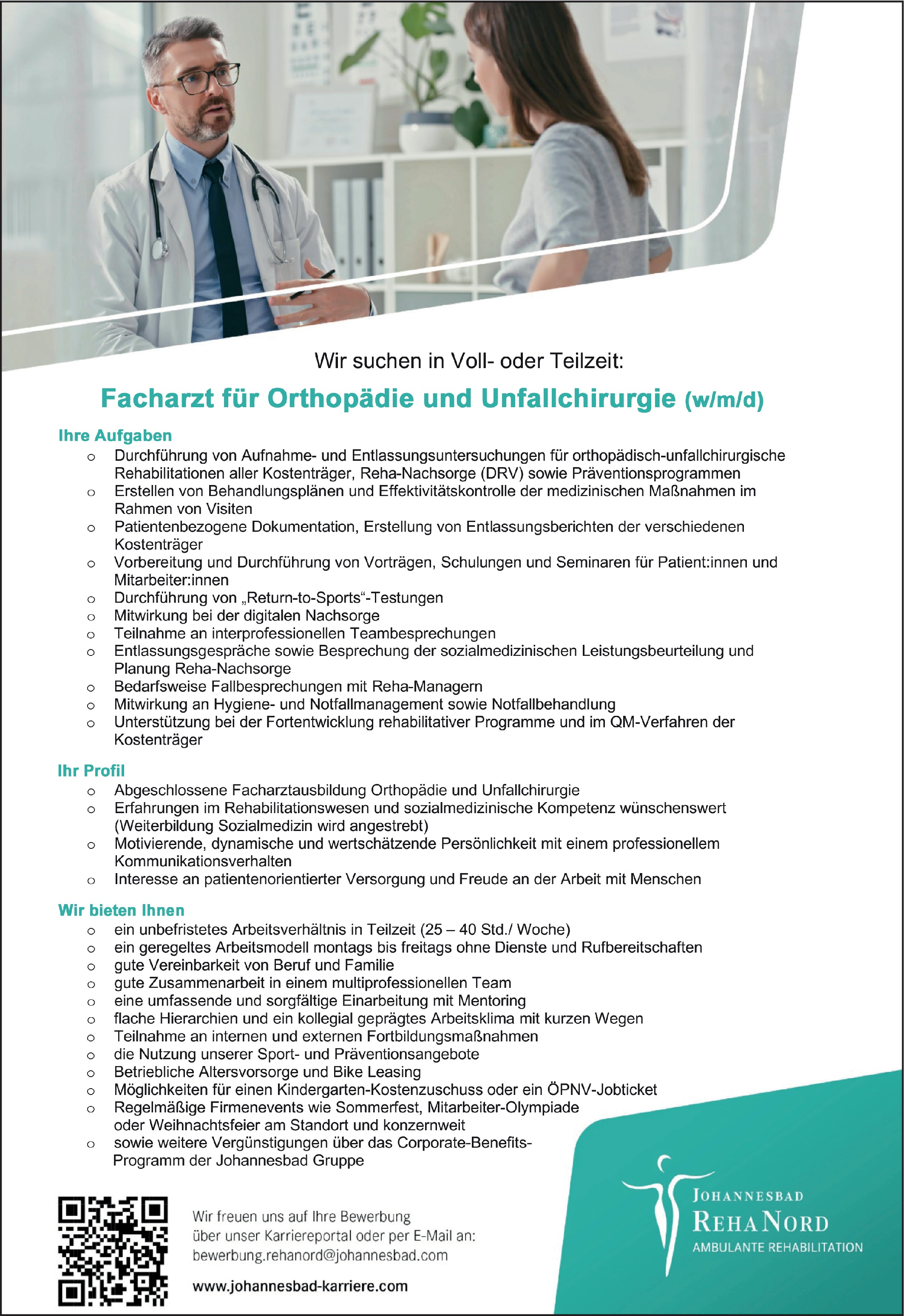 Facharzt für Orthopädie und Unfallchirurgie (w/m/d)