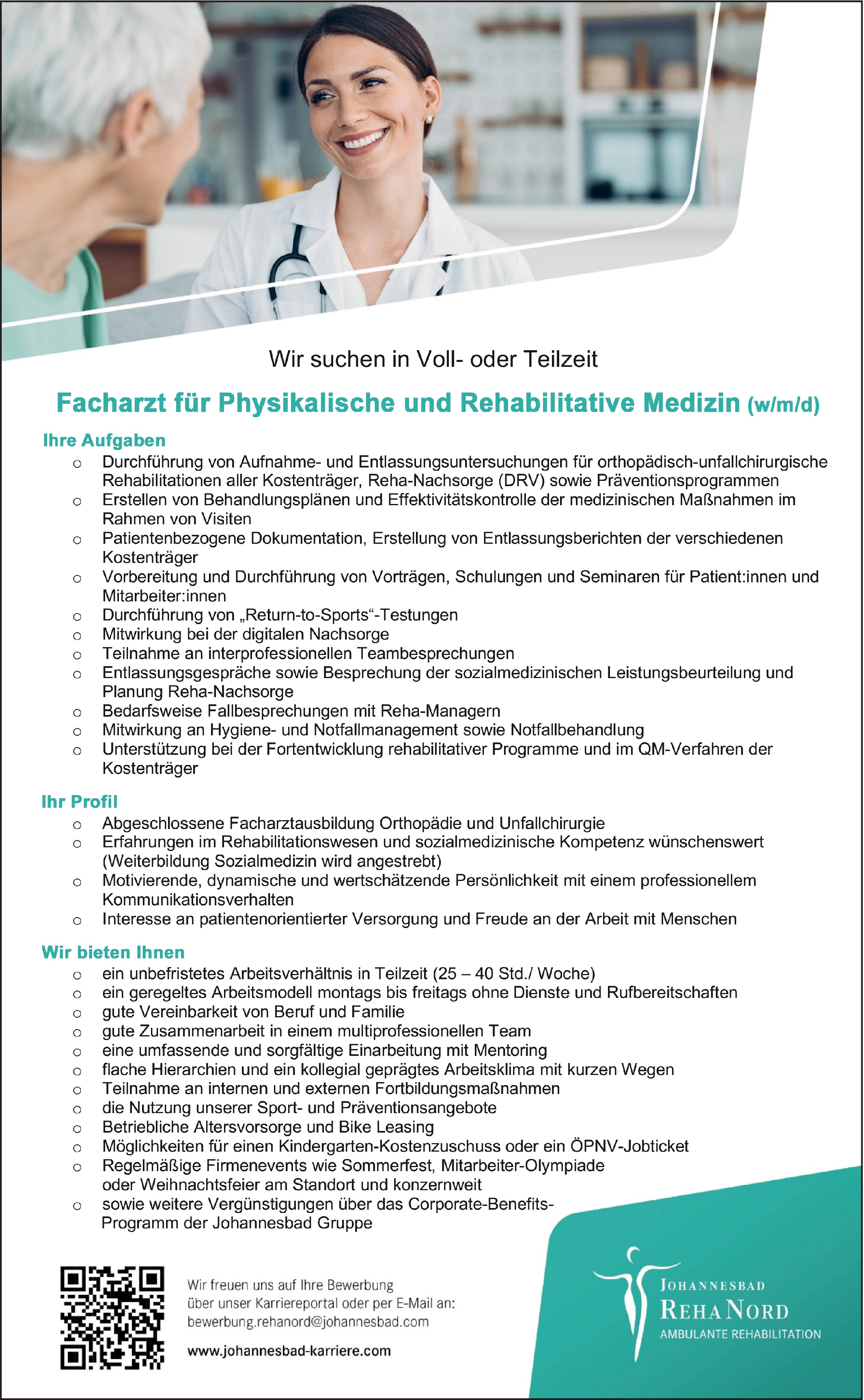 Facharzt für Physikalische und Rehabilitative Medizin (w/m/d)