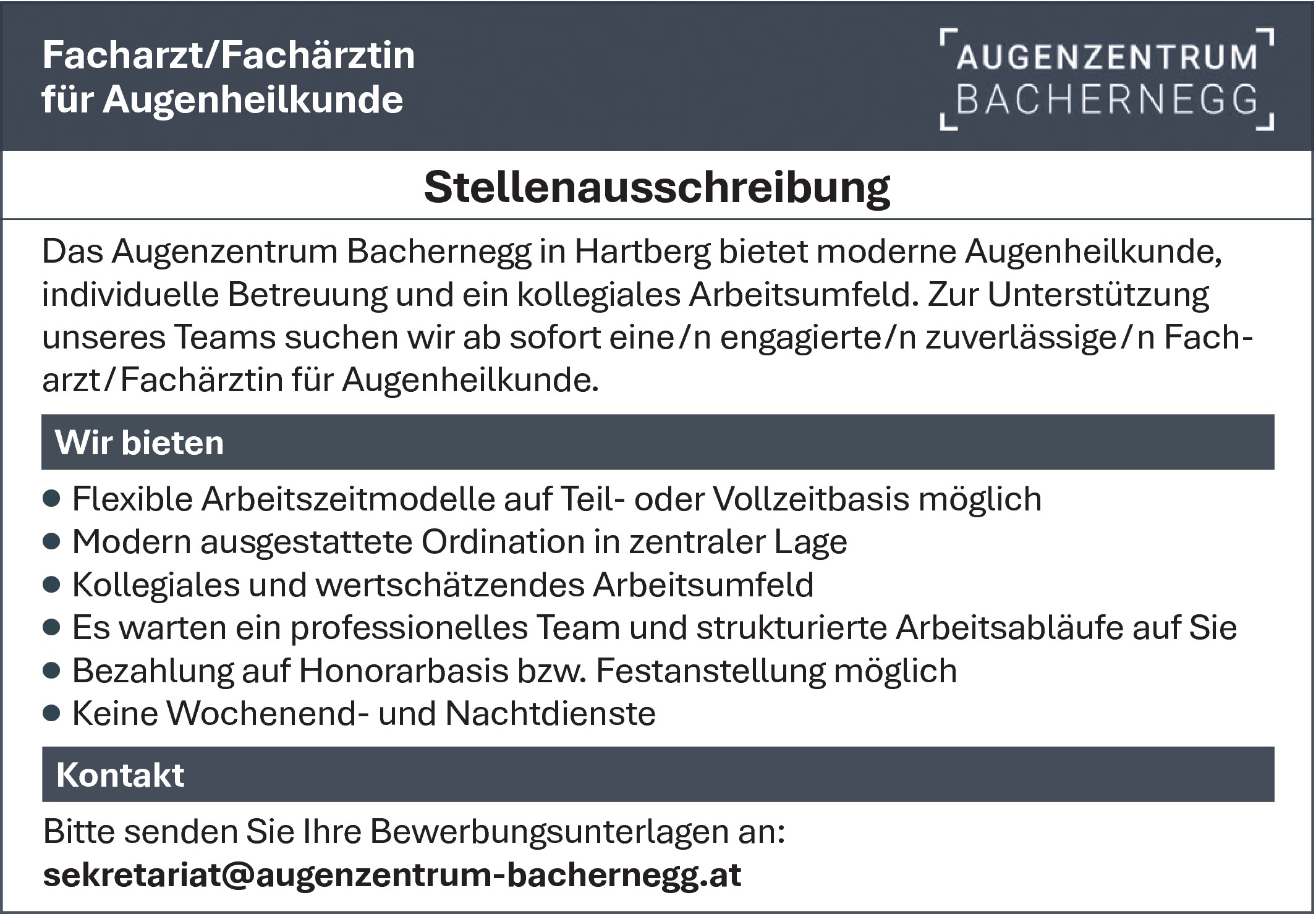 Facharzt / Fachärztin für Augenheilkunde