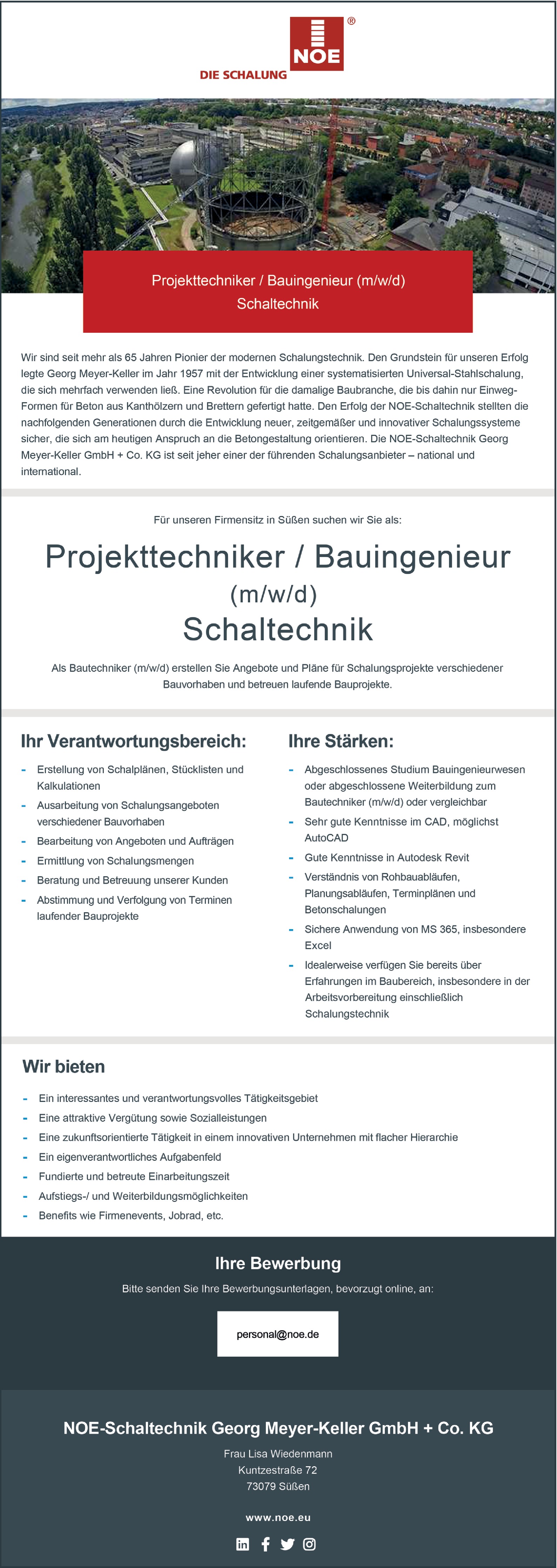 Projekttechniker / Bauingenieur (m/w/d) Schaltechnik