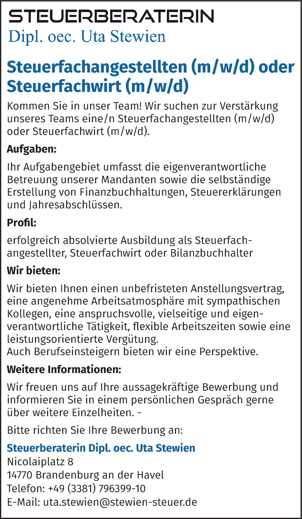 Steuerfachangestellte m/w/d