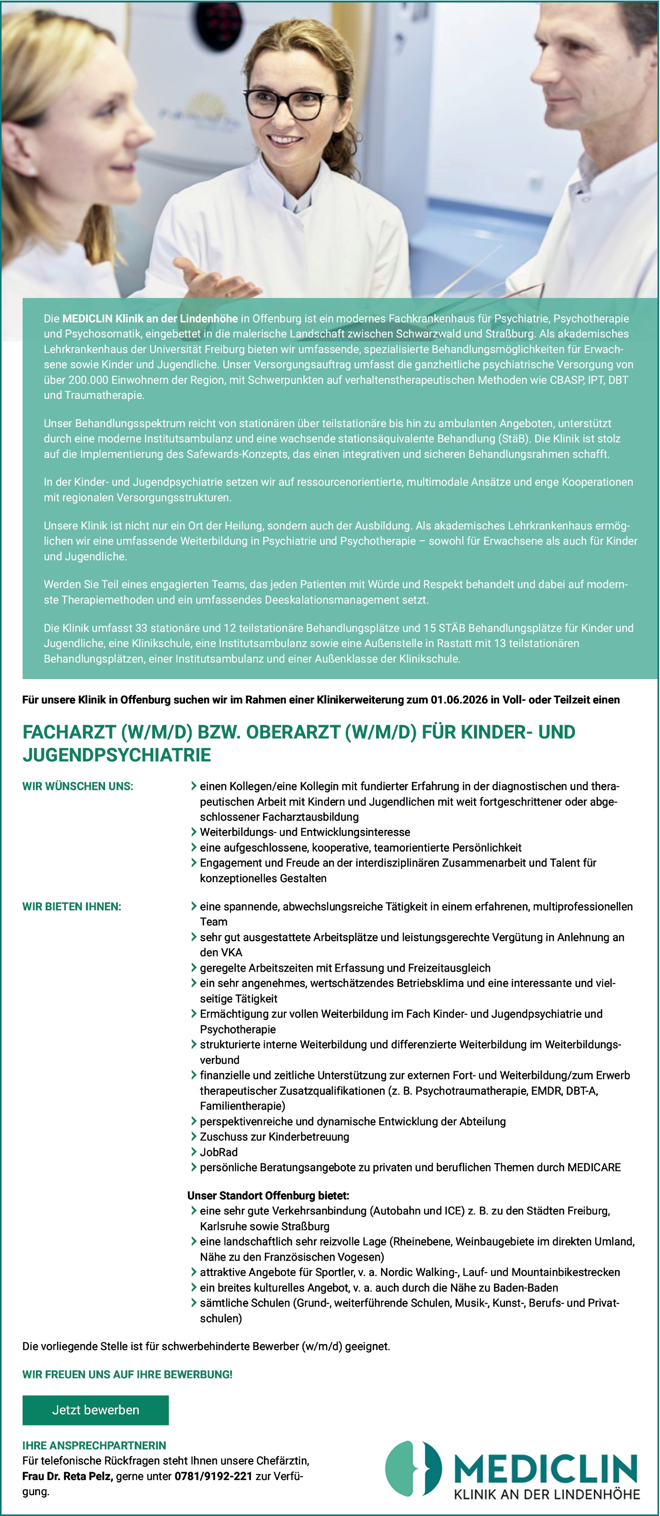 Facharzt Kinder- und Jungendpsychiatrie (m/w/d)