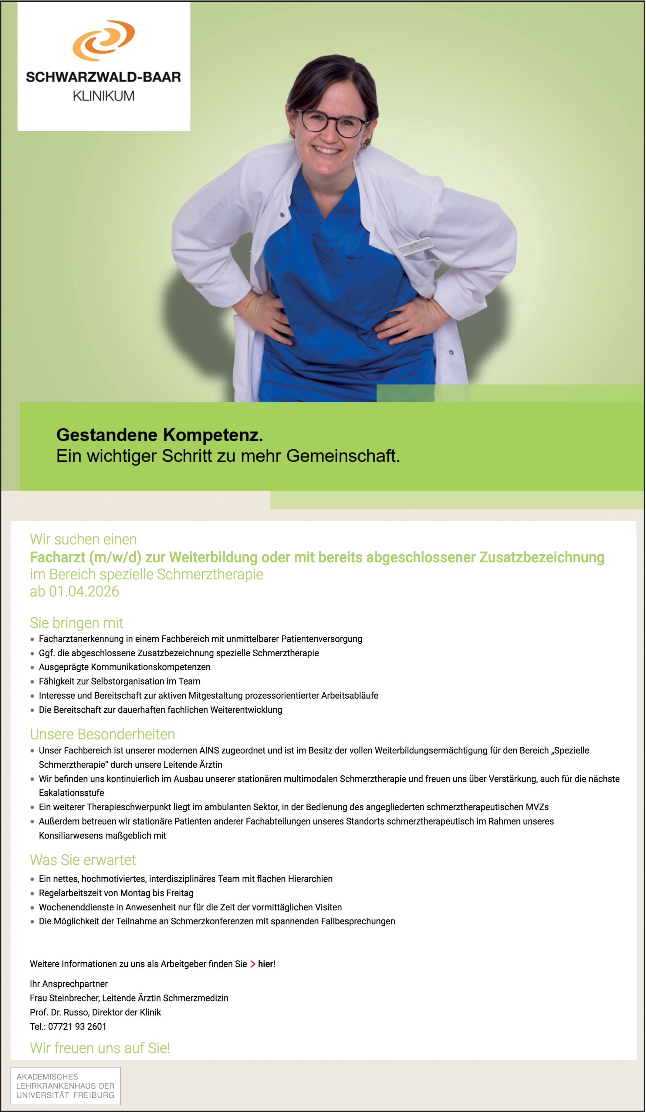 Facharzt / Fachärztin mit Zusatzbezeichnung spezielle Schmerztherapie