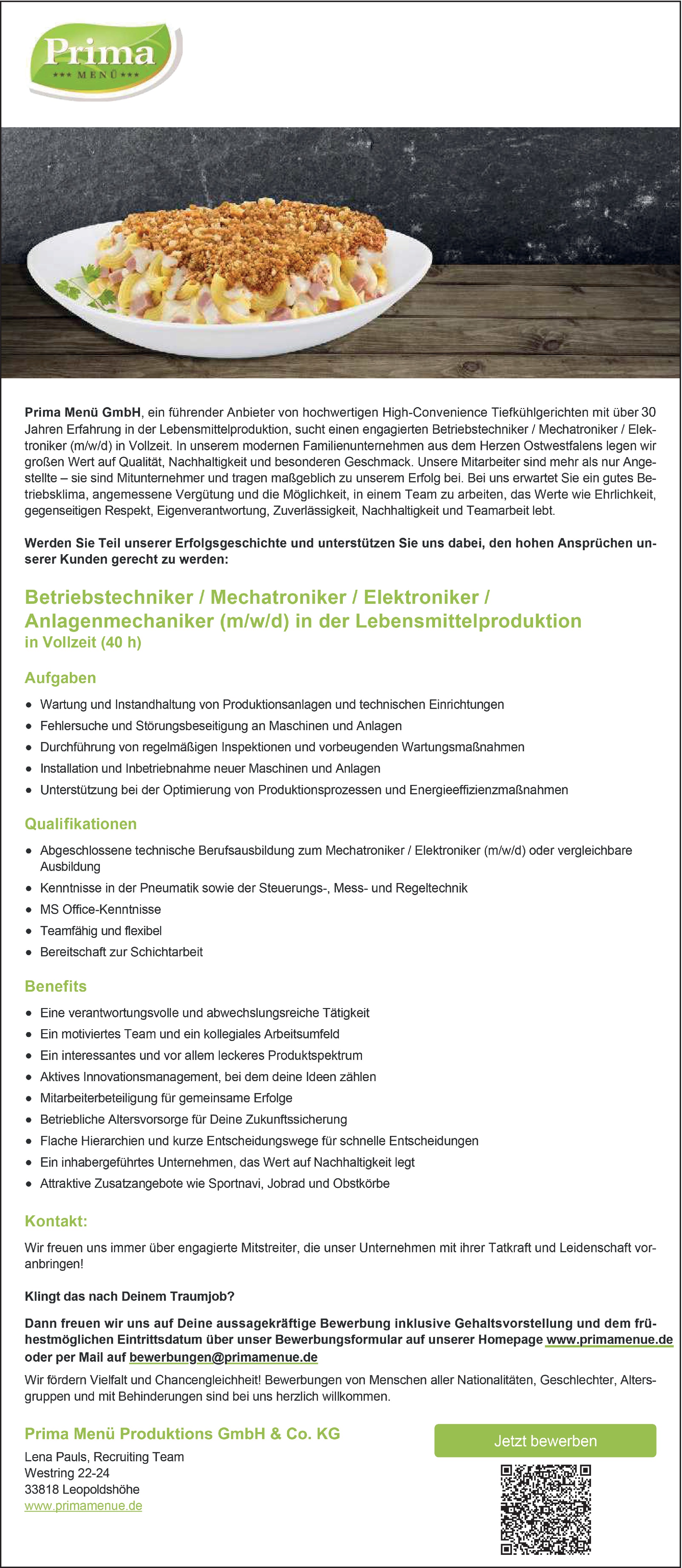 Elektroniker Betriebstechnik m/w/d