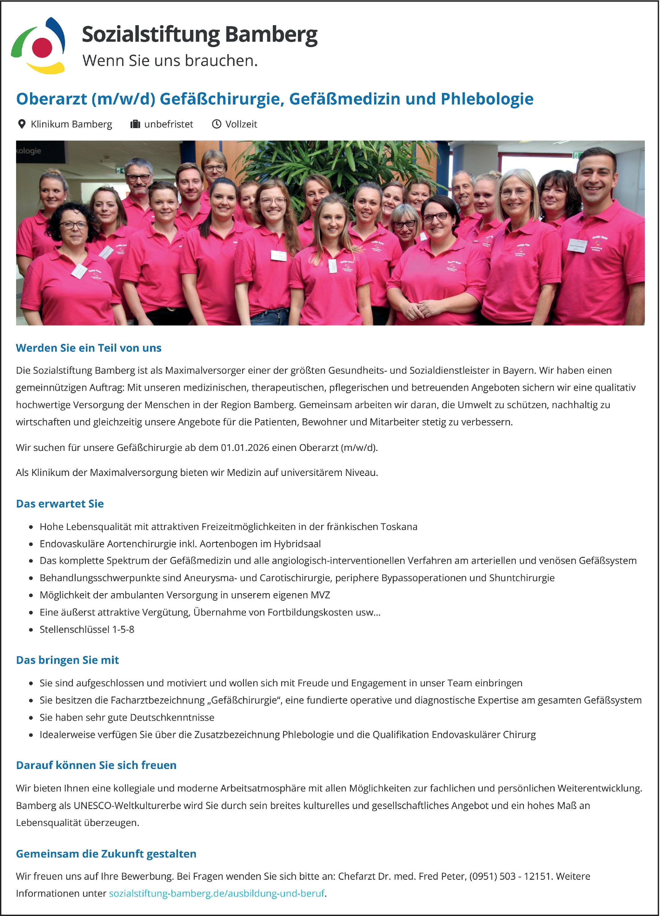 Oberarzt / Oberärztin Gefäßchirurgie, Gefäßmedizin und Phlebologie