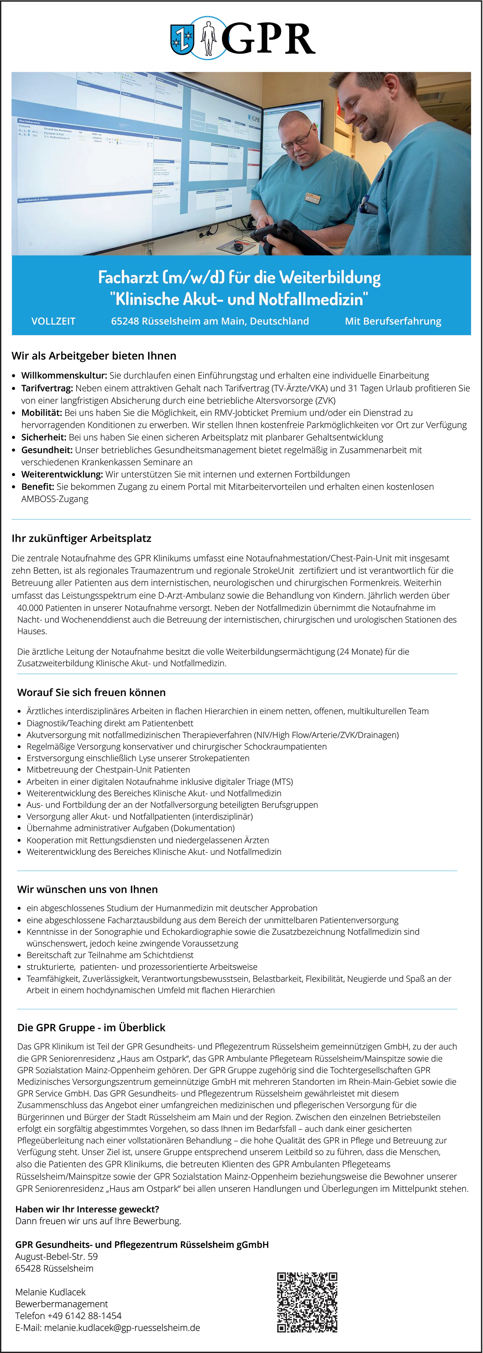 Facharzt  m/w/d Weiterbildung Klinische Akut- und Notfallmedizin