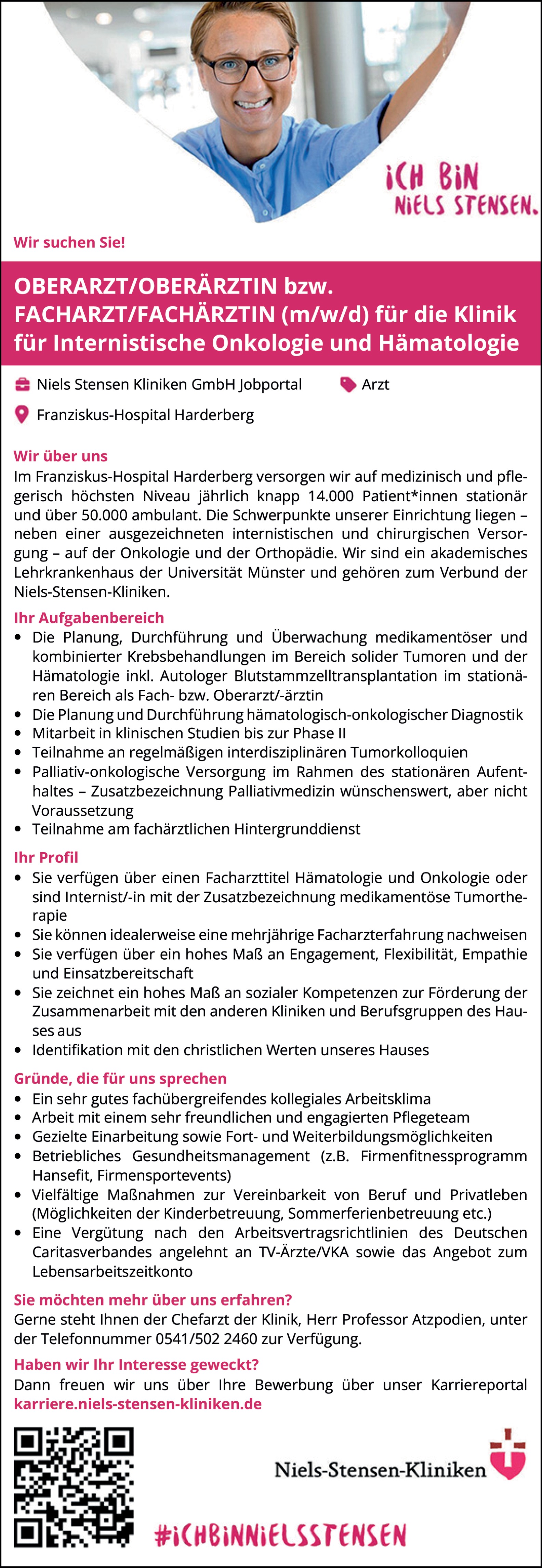 Oberarzt / Oberärztin Onkologie und Hämatologie