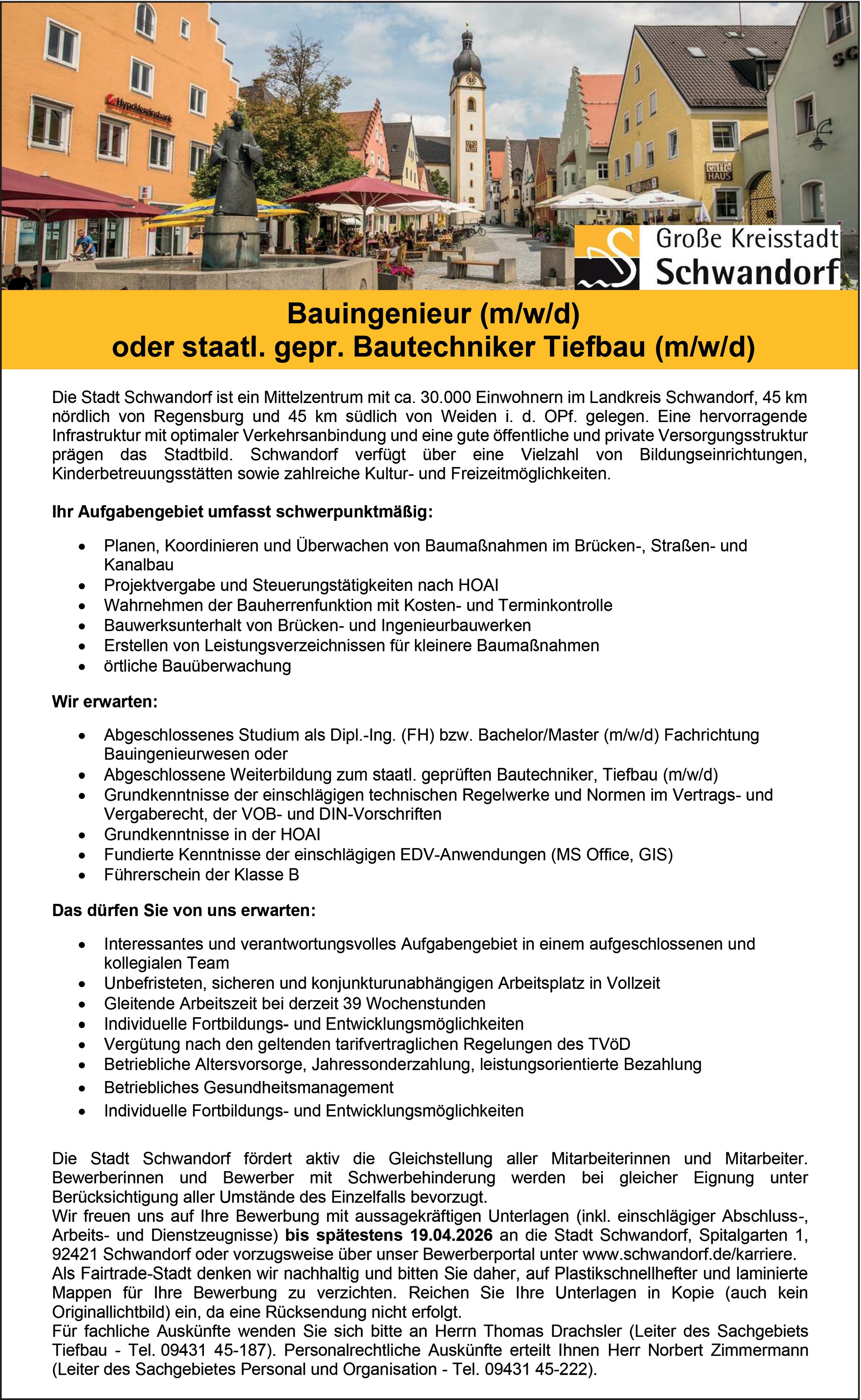 Bauingenieur oder Bautechniker Tiefbau (m/w/d)