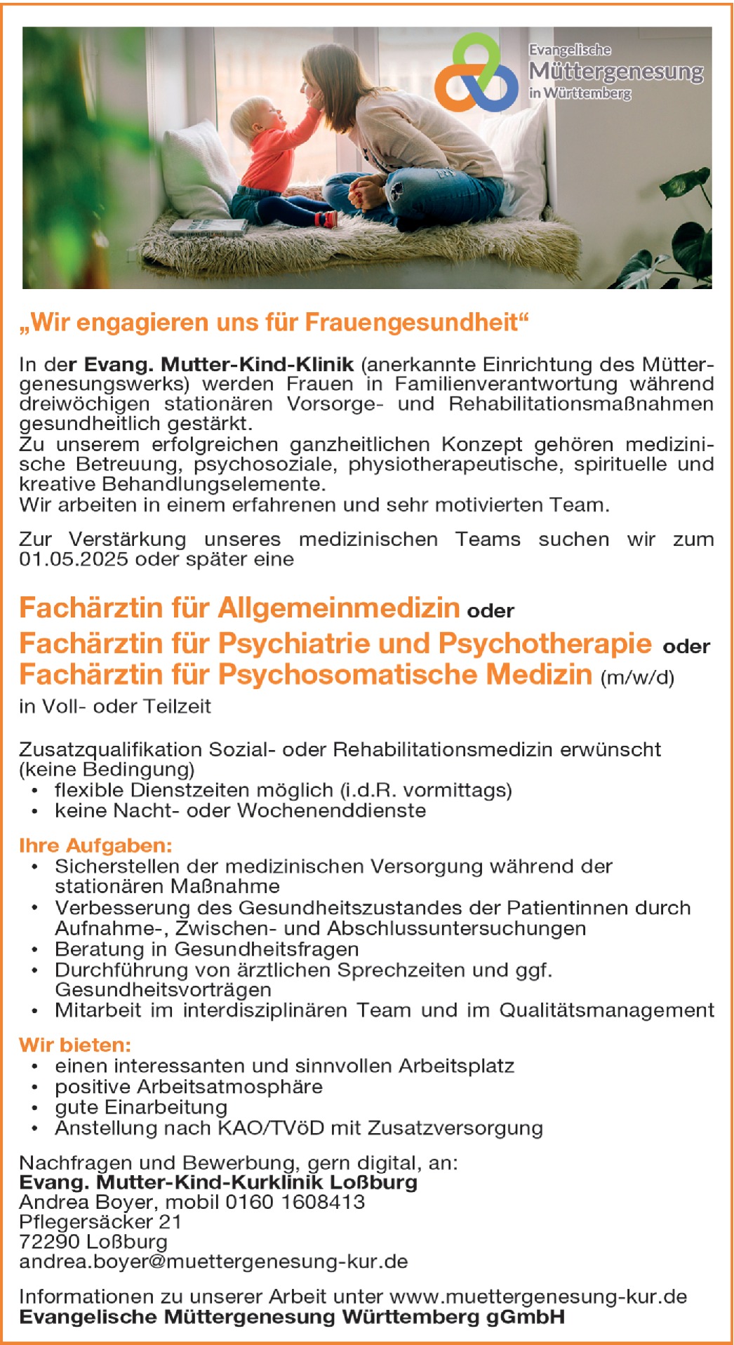 Facharzt/-ärztin Psychosomatische Medizin m/w/d