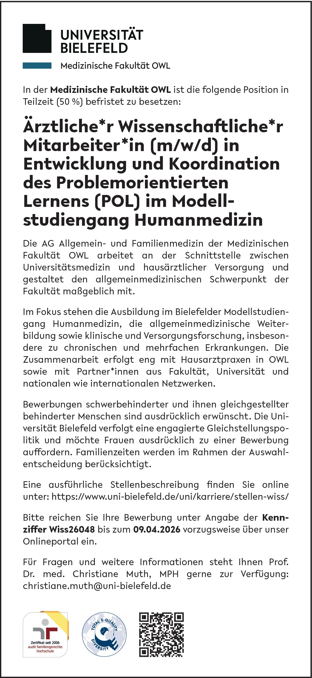 Ärztlicher Wissenschaftlicher Mitarbeiter m/w/d