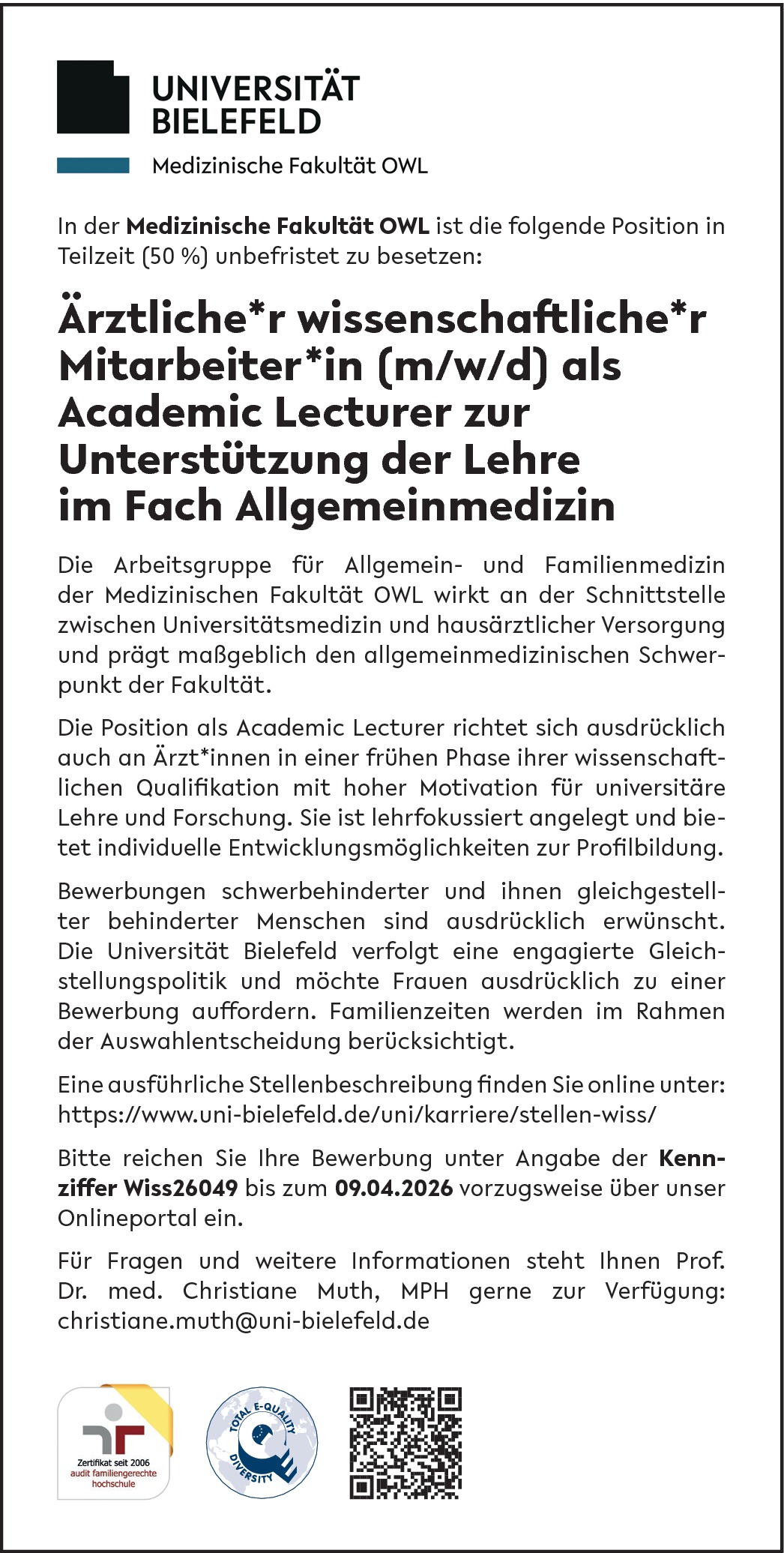 Facharzt/-ärztin Allgemeinmedizin m/w/d