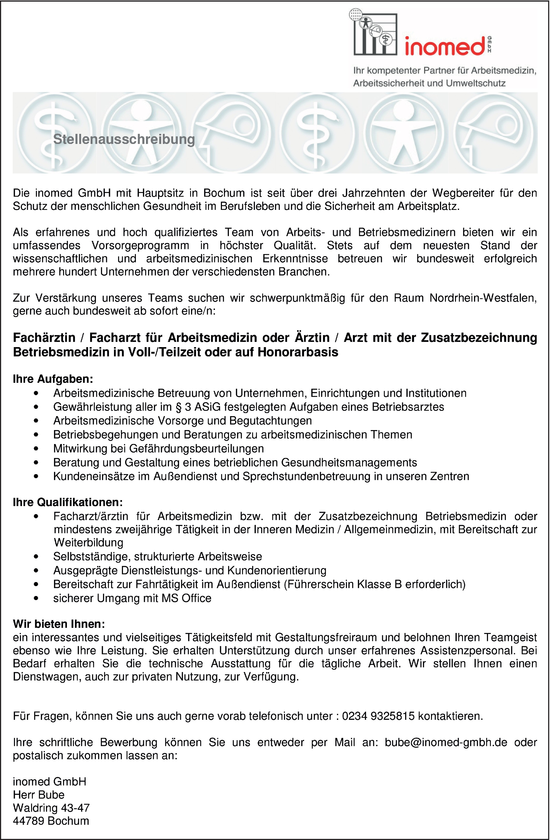 Facharzt / Fachärztin für Arbeitsmedizin