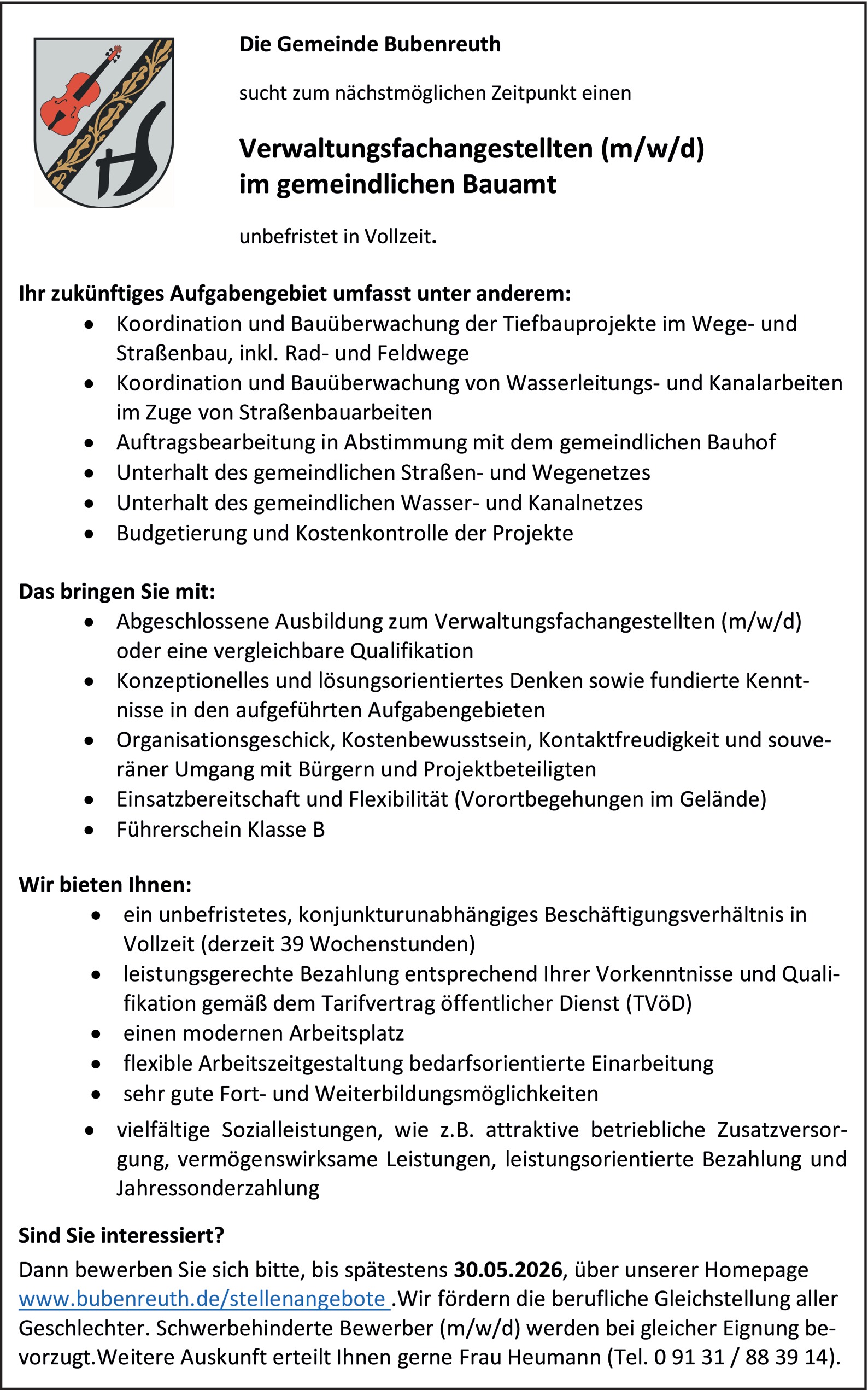 Verwaltungsfachangestellte im Bauamt (m/w/d)